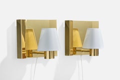 Høvik Verk, Wall Lights, Brass, Fabric, Norway, 1960s