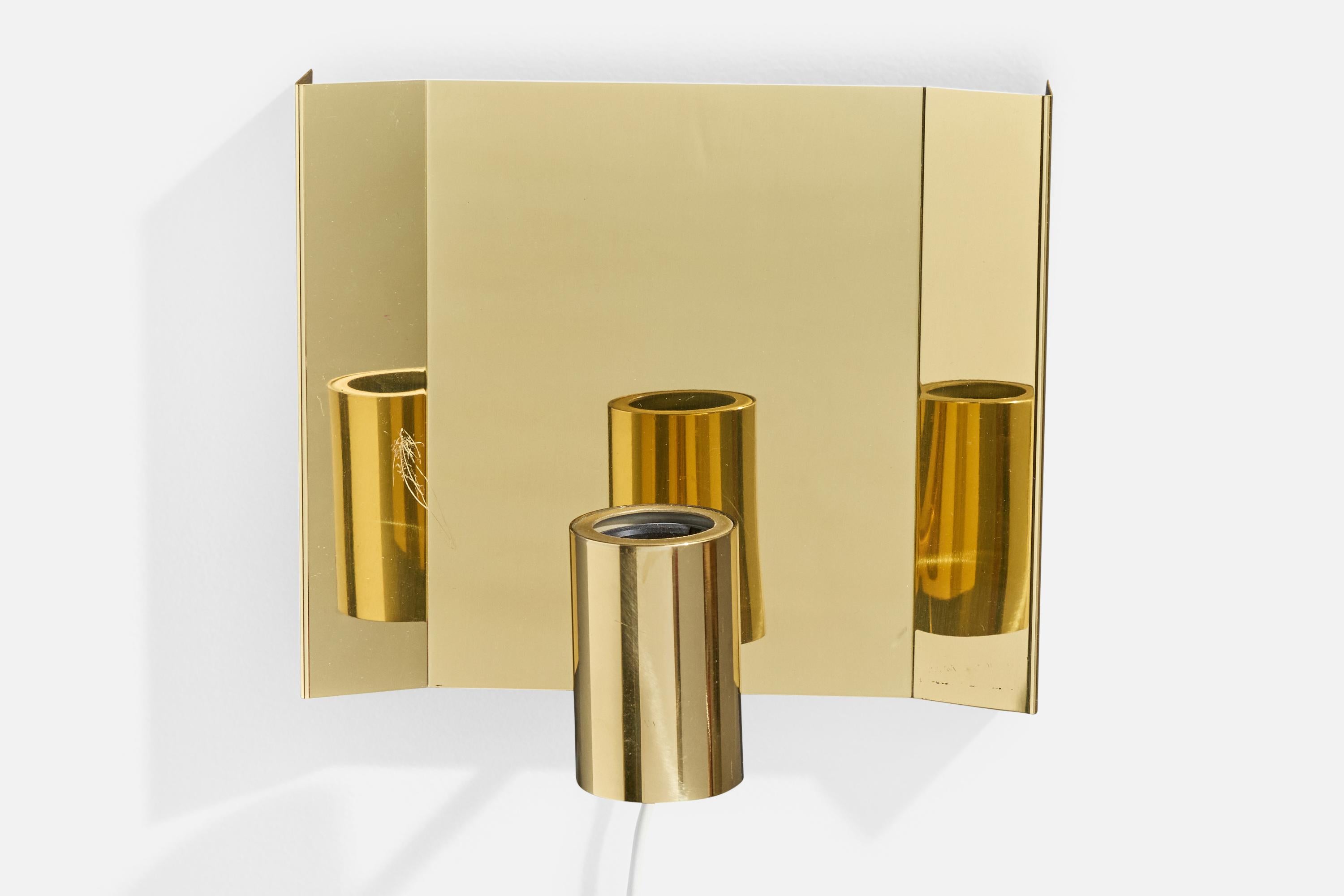 Høvik Verk, Wall Lights, Messing, Stoff, Norwegen, 1960er Jahre (Mitte des 20. Jahrhunderts) im Angebot