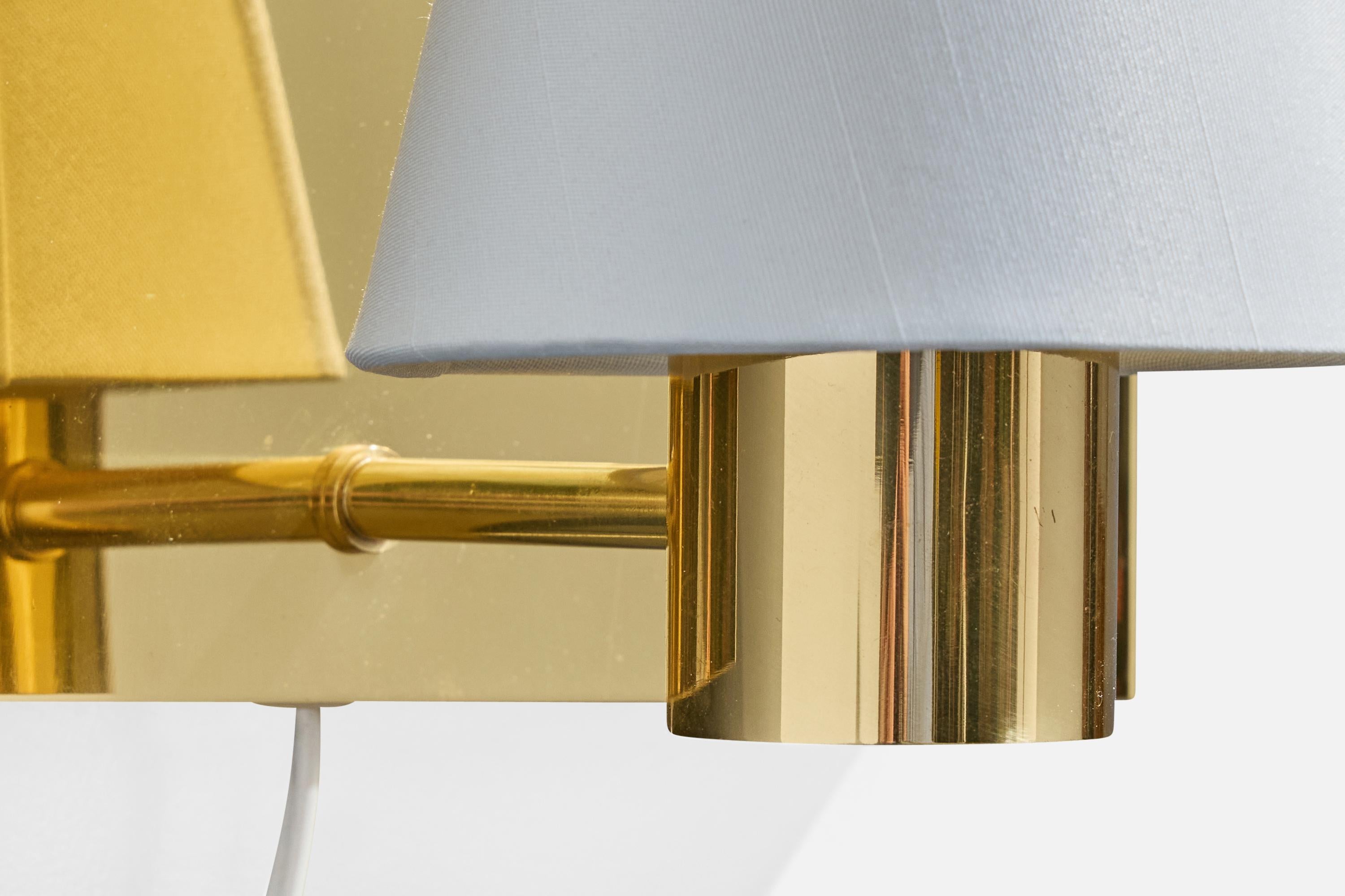 Høvik Verk, Wall Lights, Messing, Stoff, Norwegen, 1960er Jahre im Angebot 3