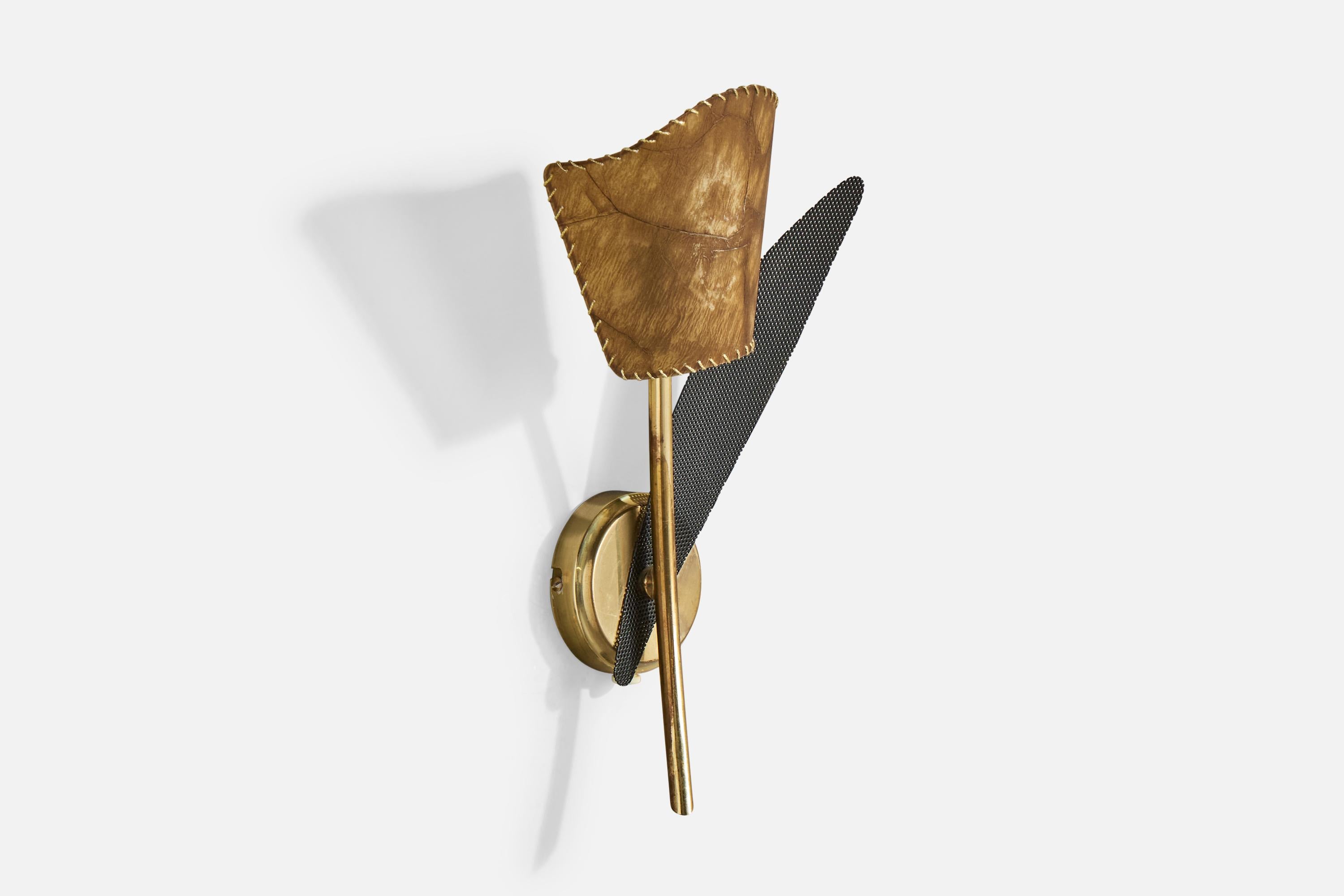 Norwegian Høvik Verk, Wall Lights, Brass, Metal, Parchment, Norway, 1960s