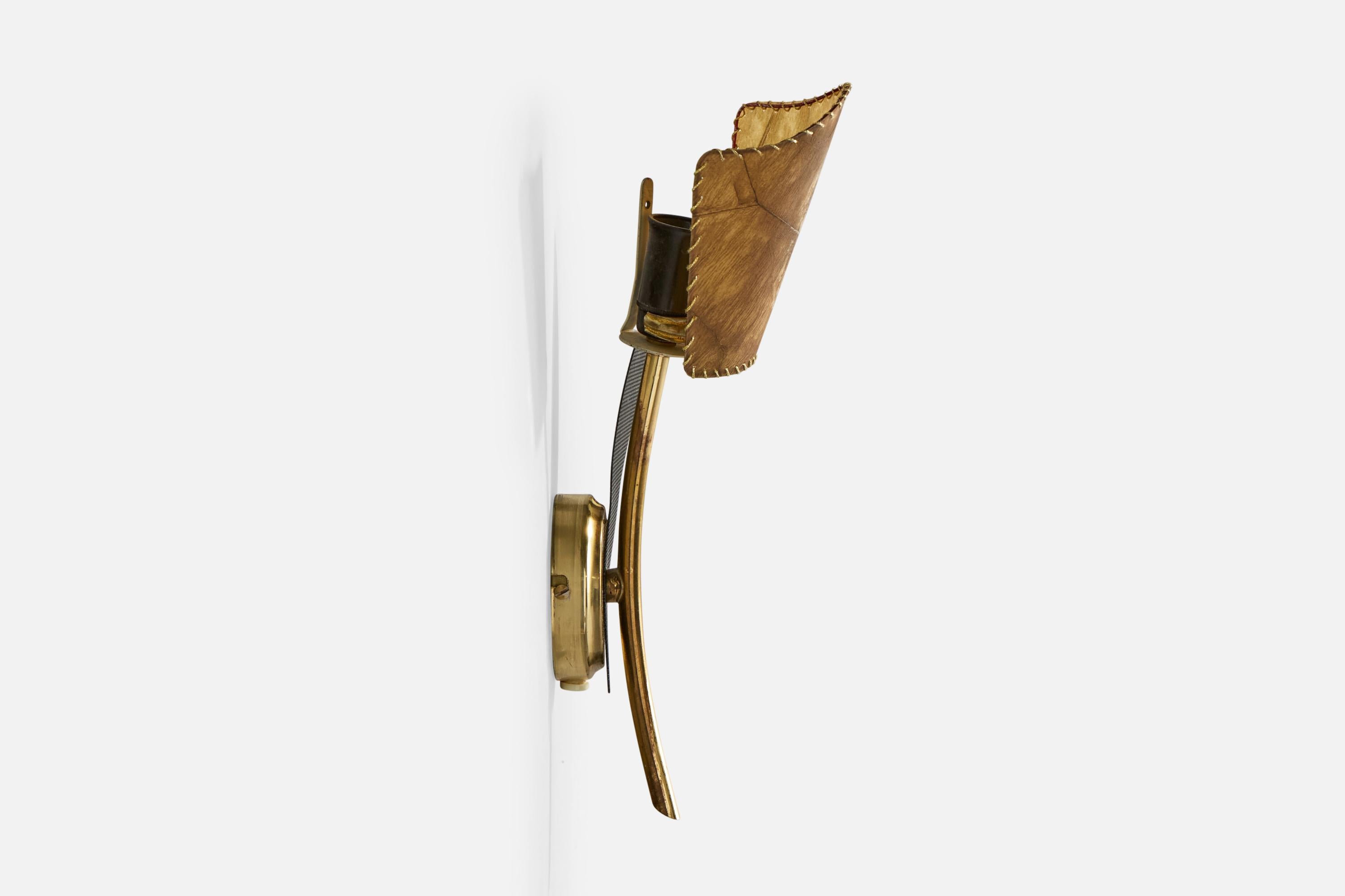 Høvik Verk, Wall Lights, Brass, Metal, Parchment, Norway, 1960s In Good Condition In High Point, NC