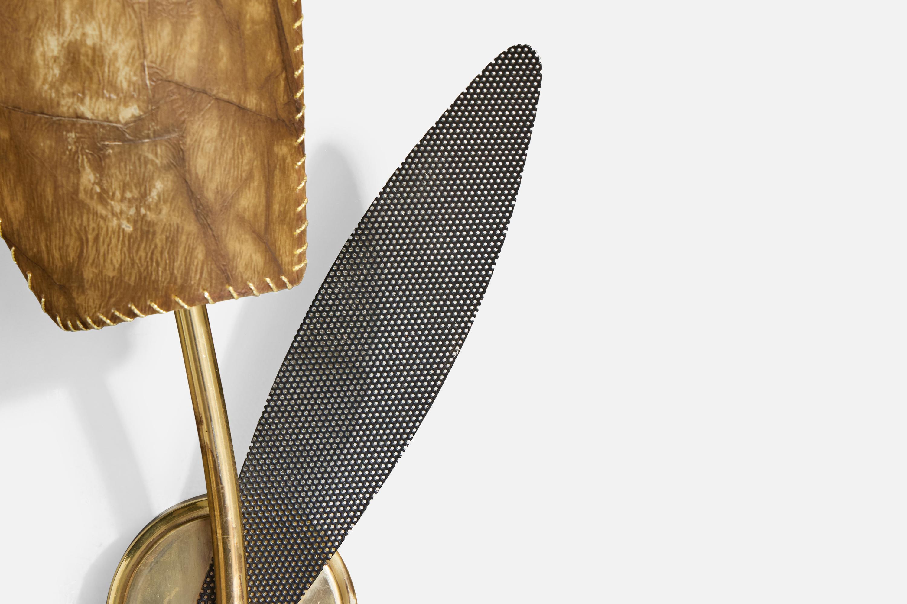 Høvik Verk, Wall Lights, Brass, Metal, Parchment, Norway, 1960s 1