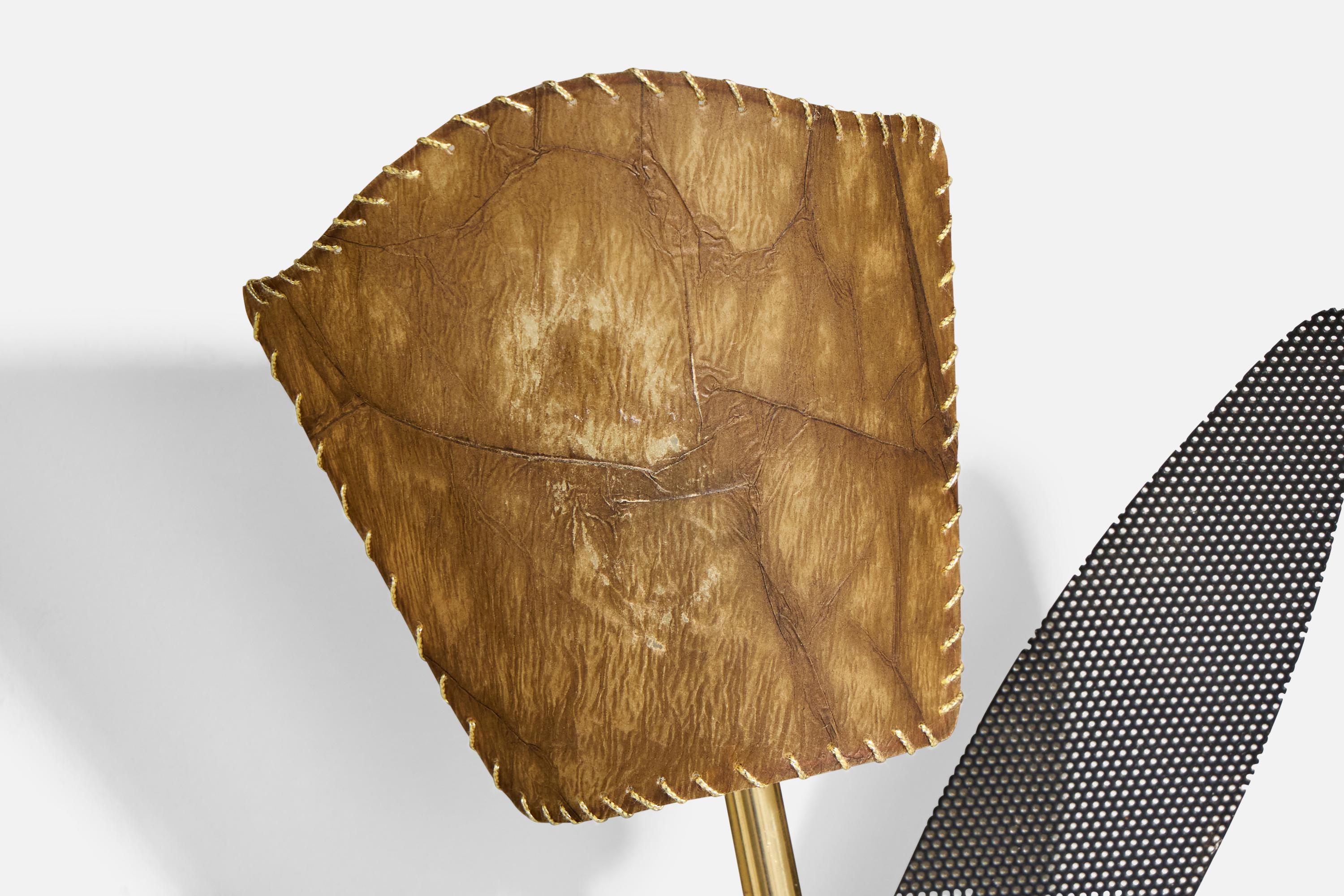 Høvik Verk, Wall Lights, Brass, Metal, Parchment, Norway, 1960s 2
