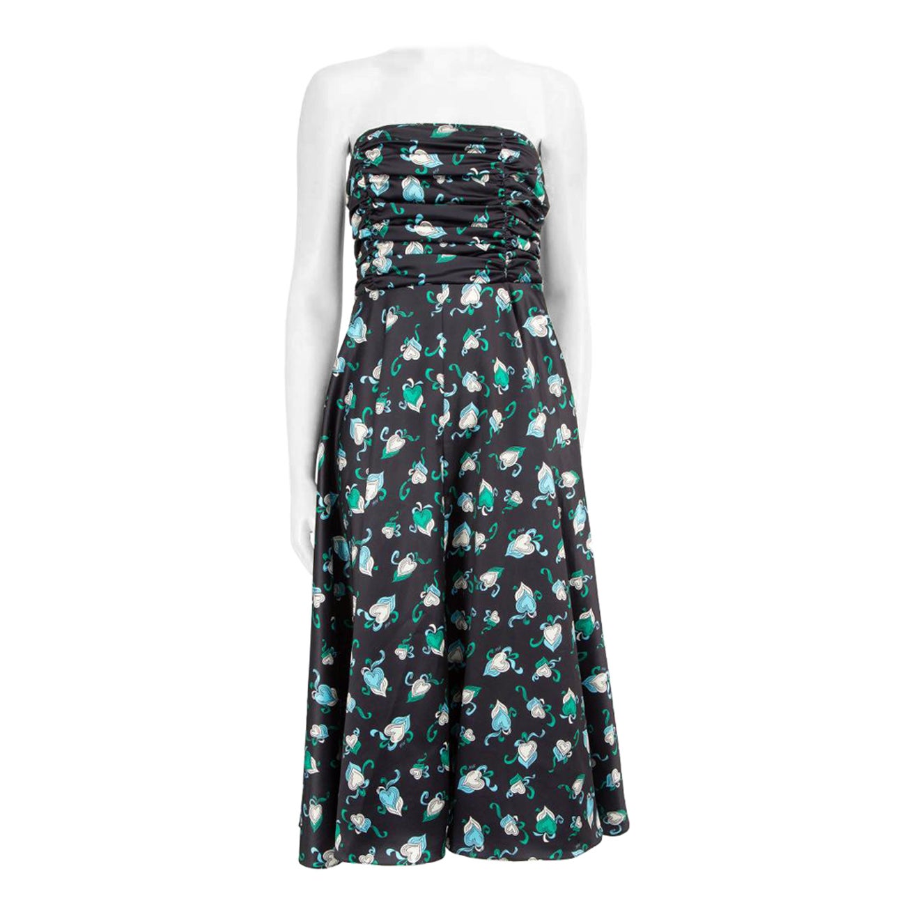 Robe midi Karla bleu marine imprimée de cœurs HVN, taille M en vente