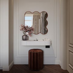 Hvyli Q7 - Wavy Square Mirror, Wall Asymmetrical Mirror by oitoproducts