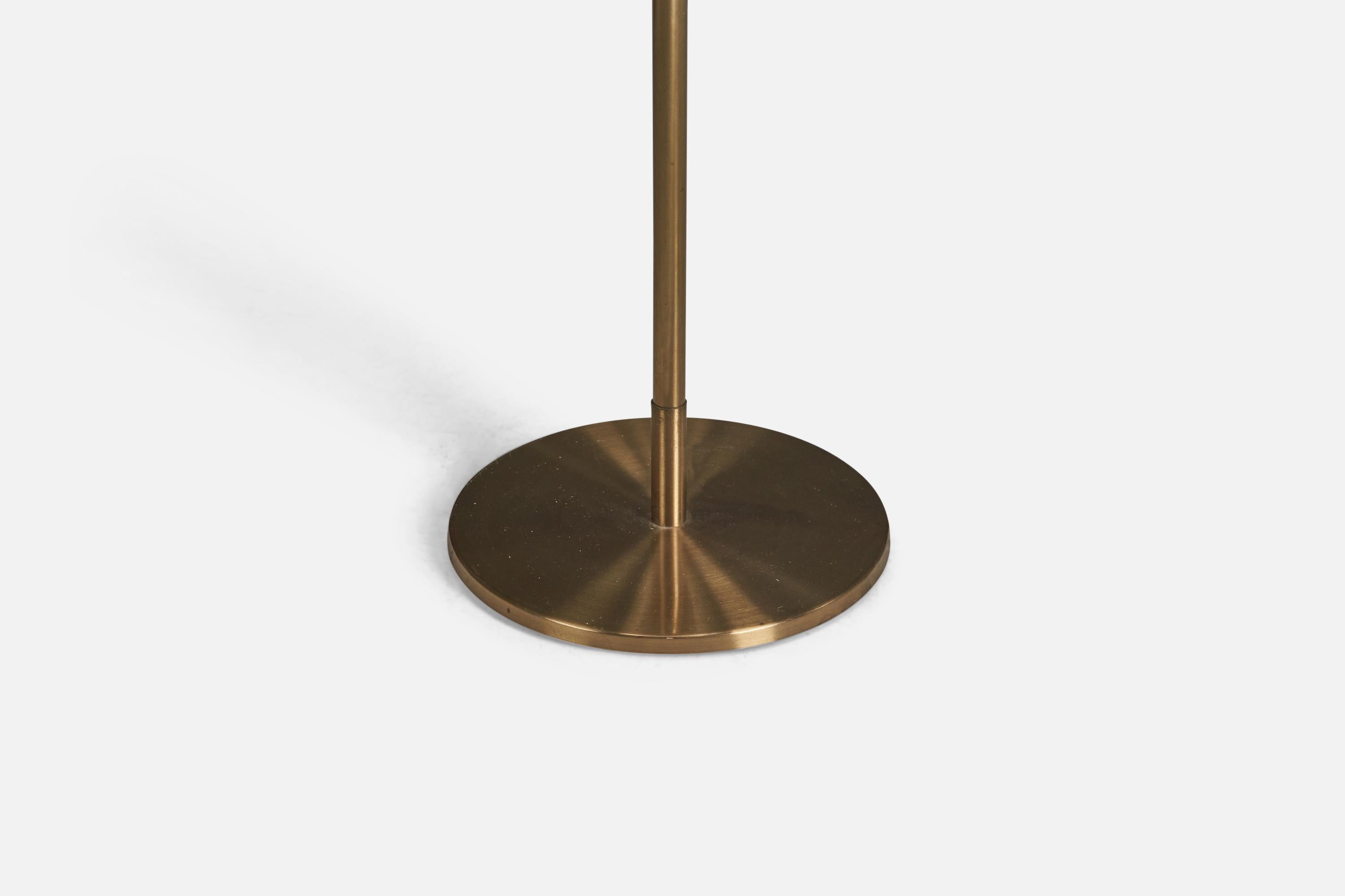 Swedish H.W. Armatur, Floor Lamp, Brass, Rattan, Sweden, 1940s For Sale