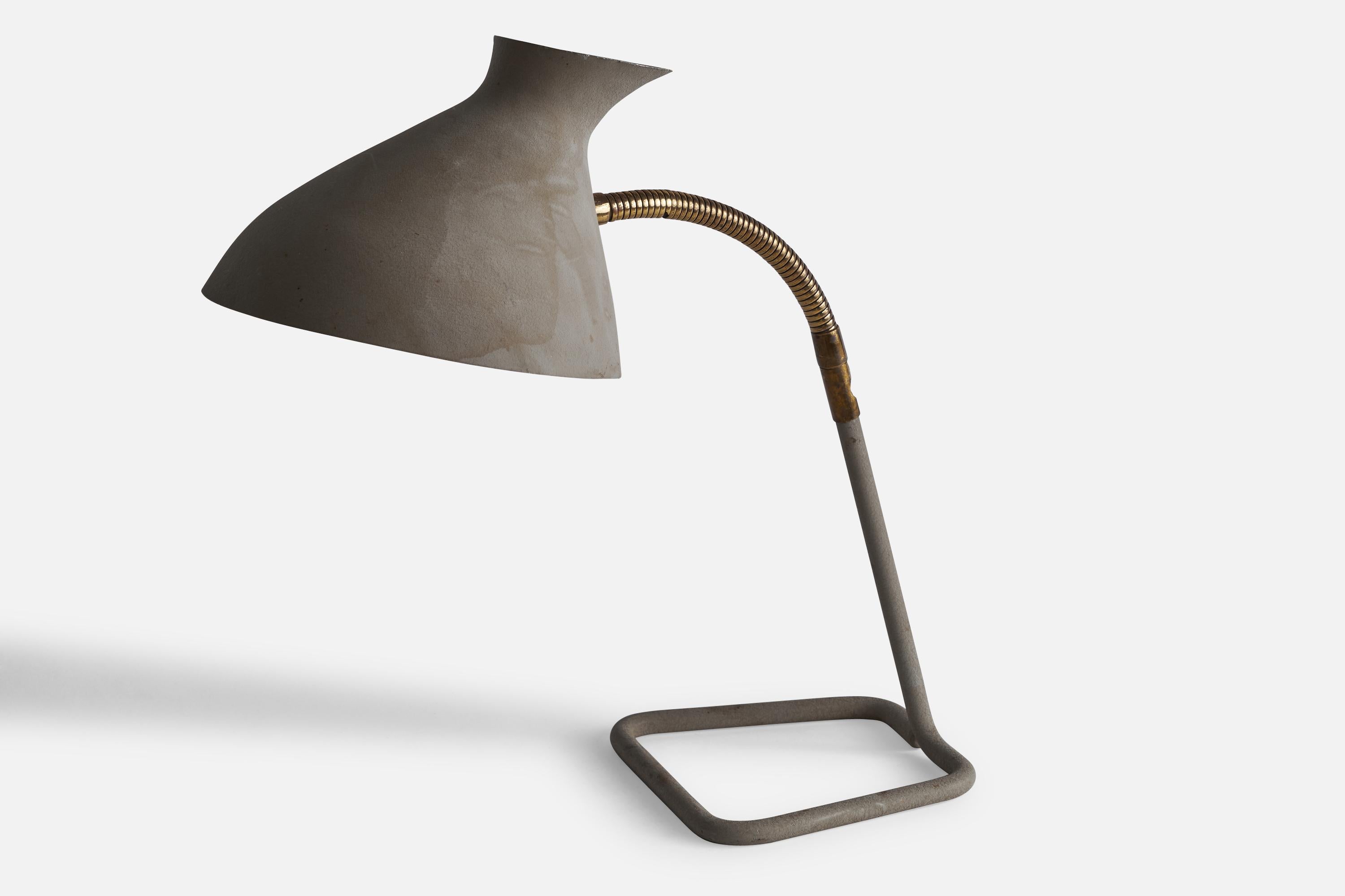 Scandinavian Modern HW Armatur, Table Lamp, Brass, Metal, Iron, Sweden, 1950s For Sale