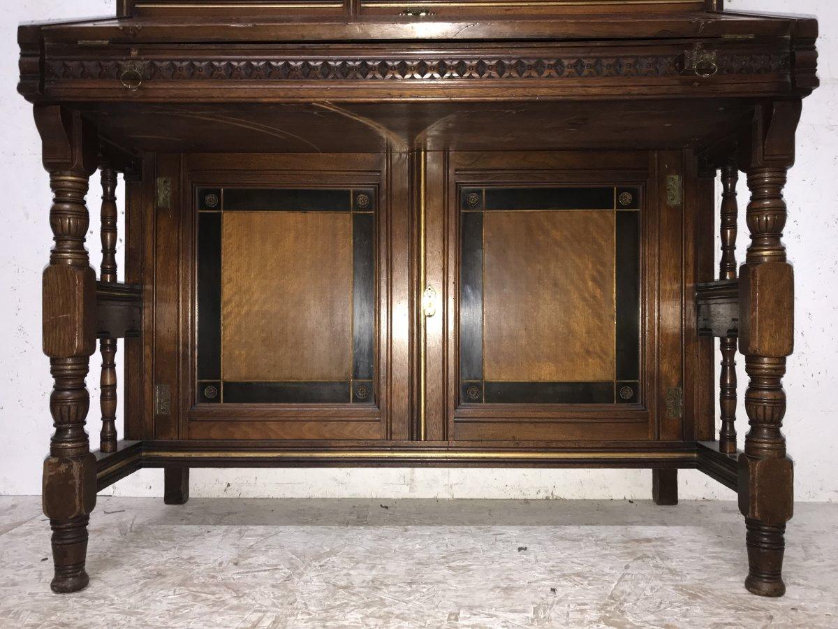 H.W. Batley Gillows & Co an Aesthetic Movement Walnut & Gilt Secretaire Bookcase 5