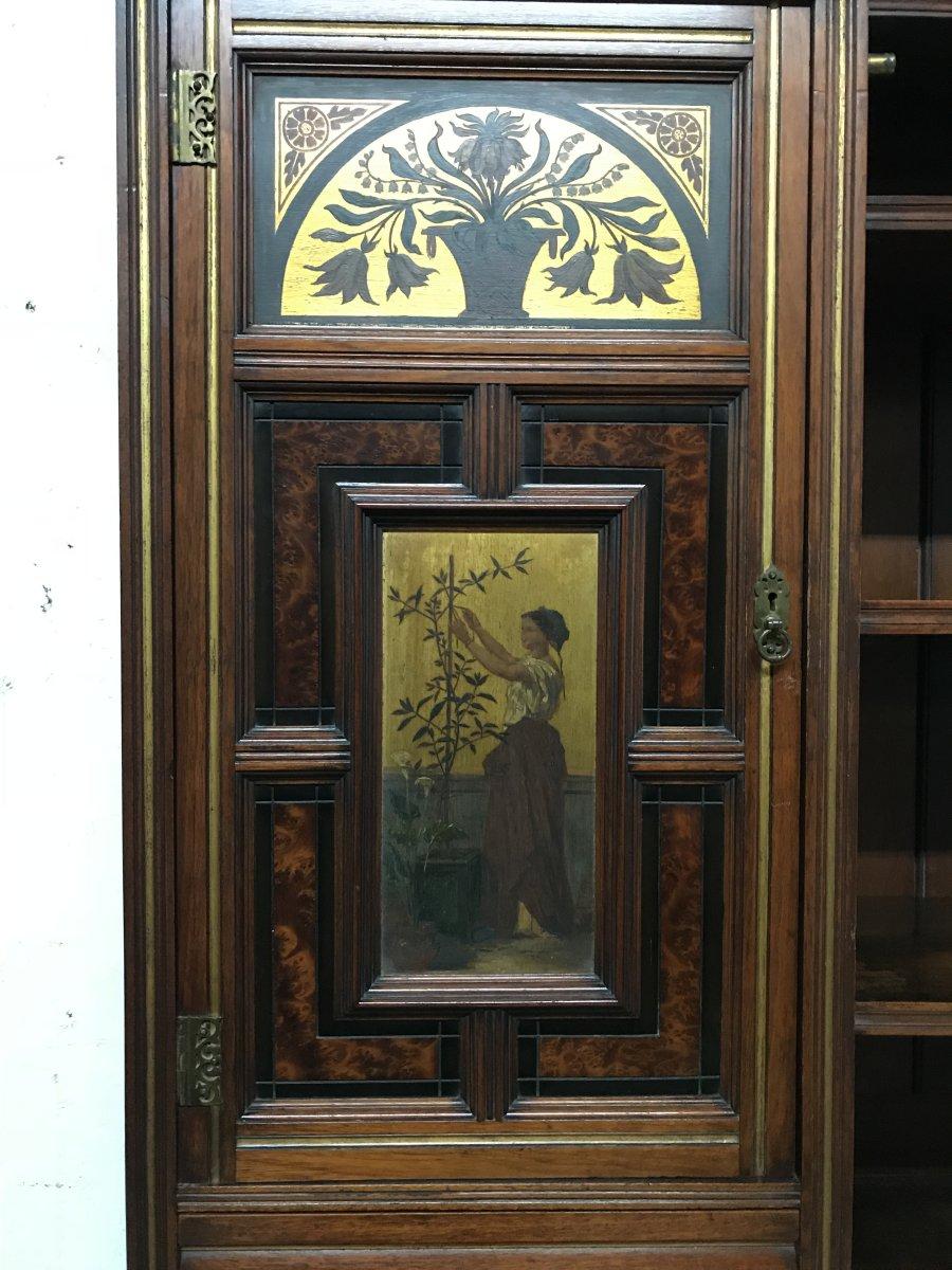 Hand-Crafted H.W. Batley Gillows & Co an Aesthetic Movement Walnut & Gilt Secretaire Bookcase