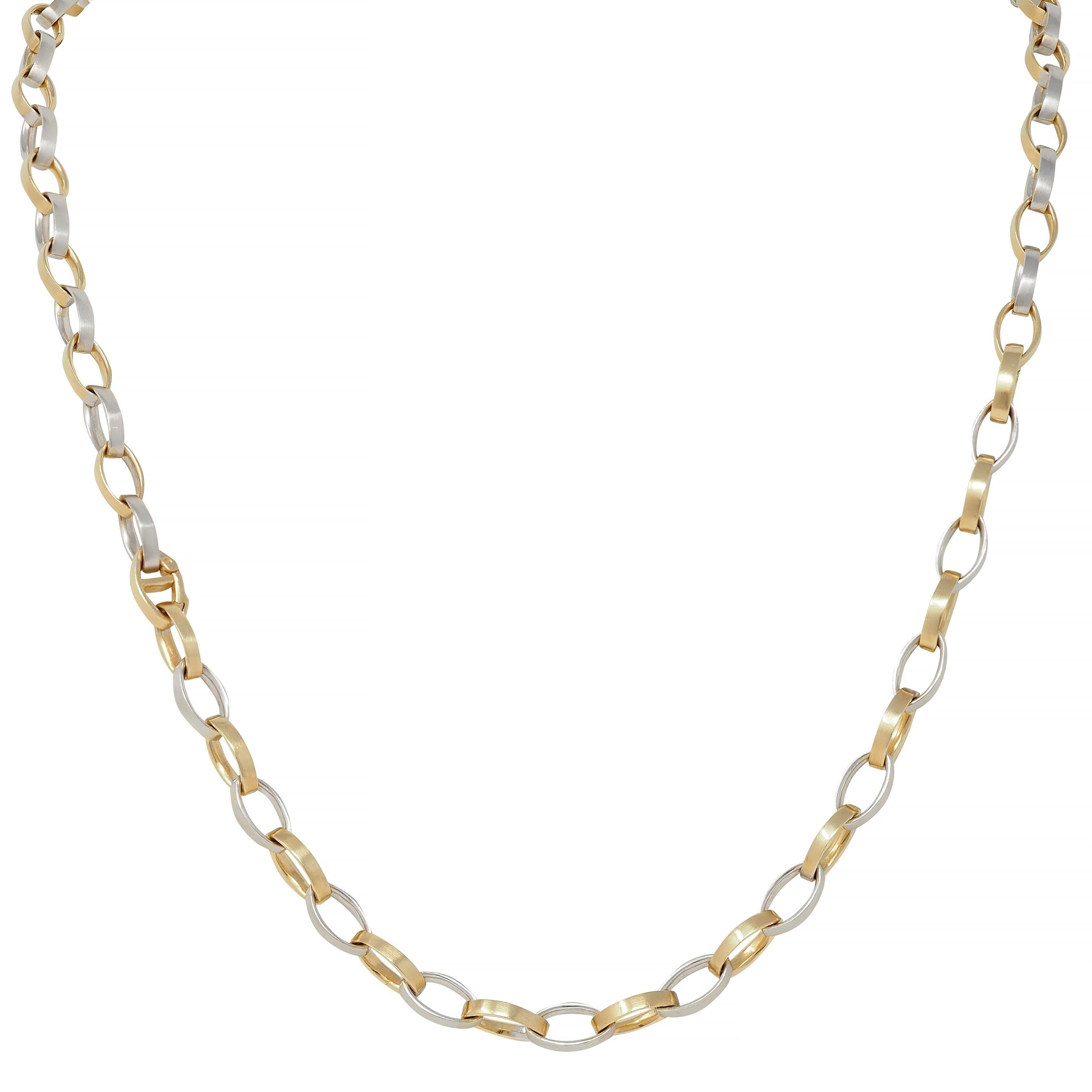 H. H. Burdick Modernist 14 Karat Two-Tone Gold Bracciale Vintage Collana a catena in vendita 1