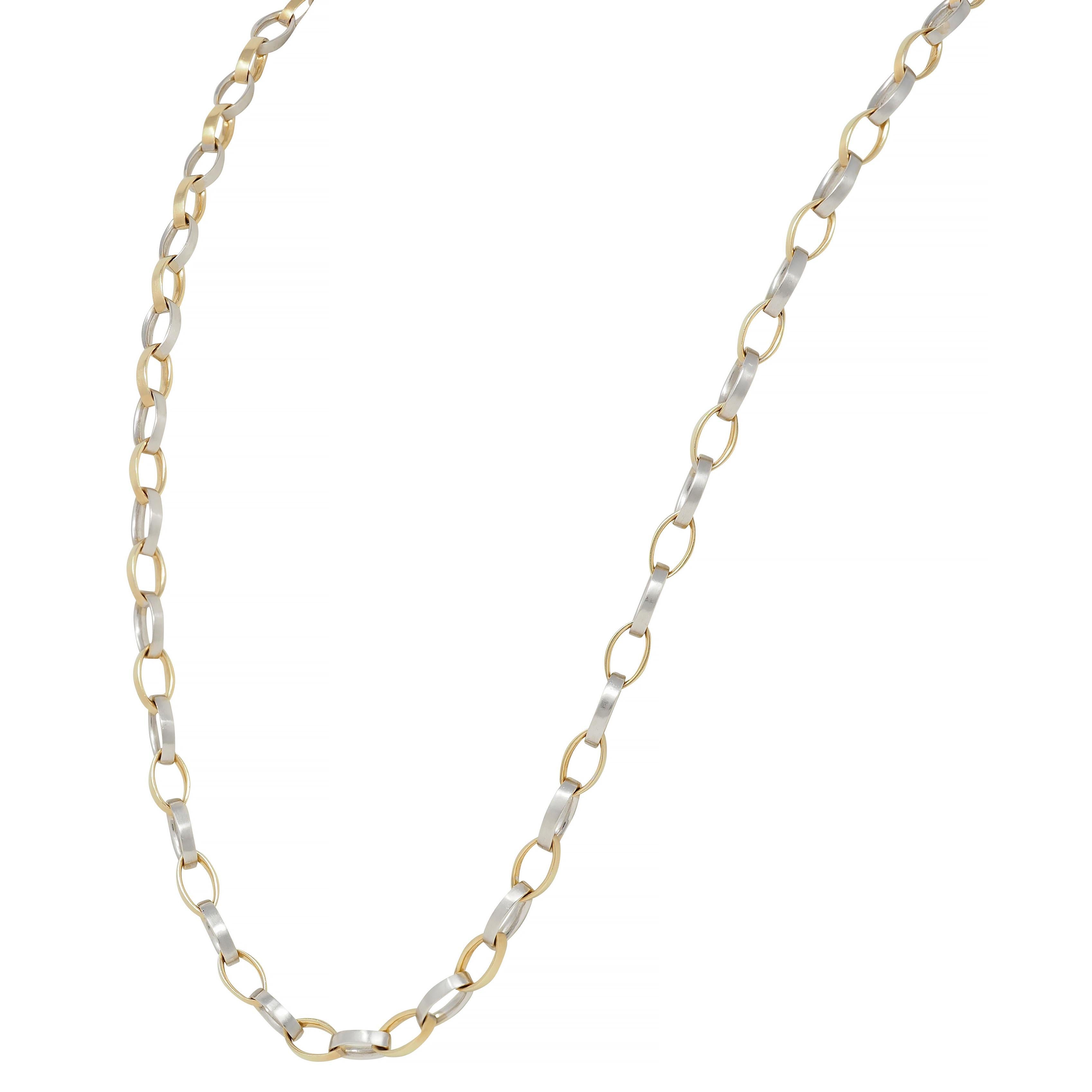 H. H. Burdick Modernist 14 Karat Two-Tone Gold Bracciale Vintage Collana a catena in vendita 2