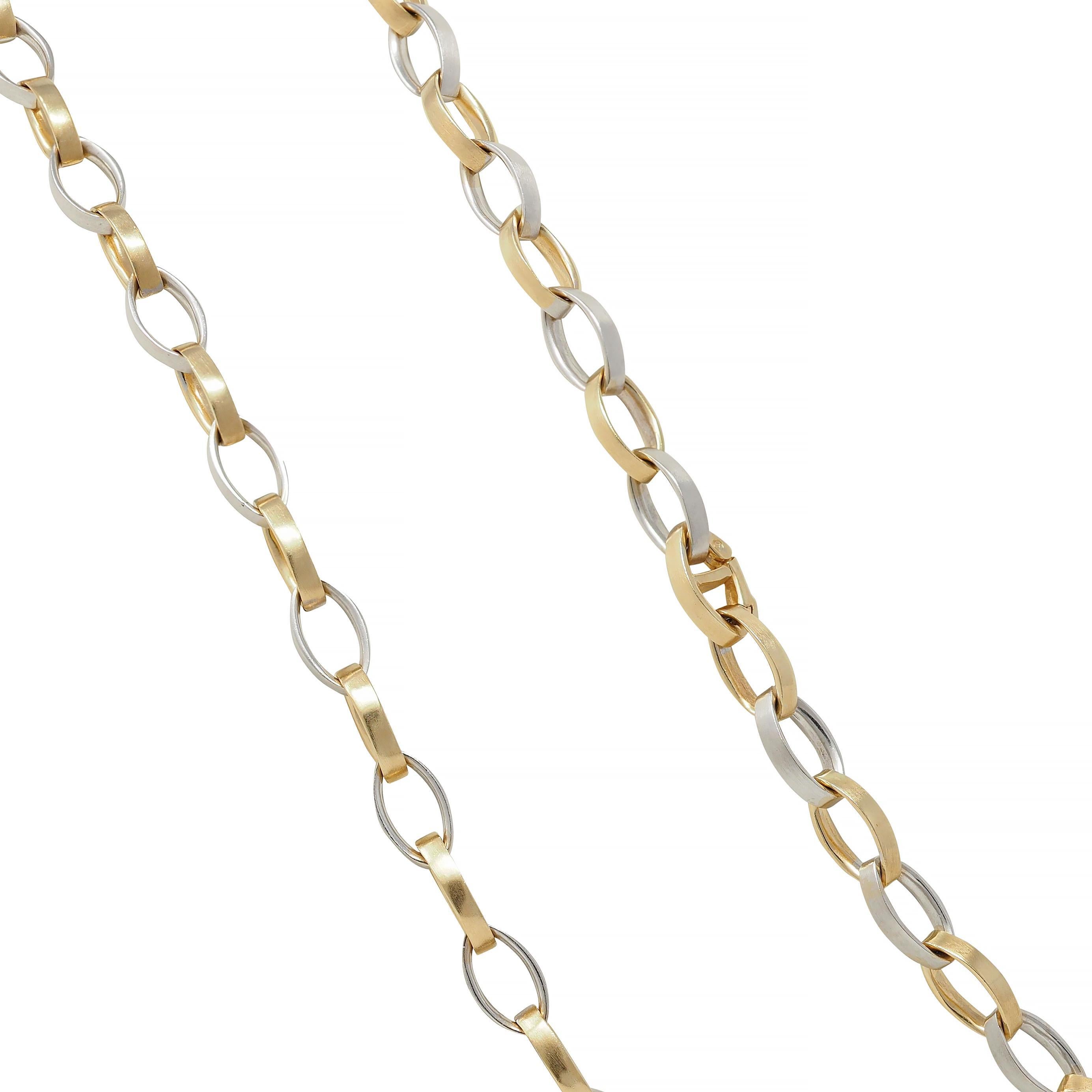 H. H. Burdick Modernist 14 Karat Two-Tone Gold Bracciale Vintage Collana a catena in vendita 4