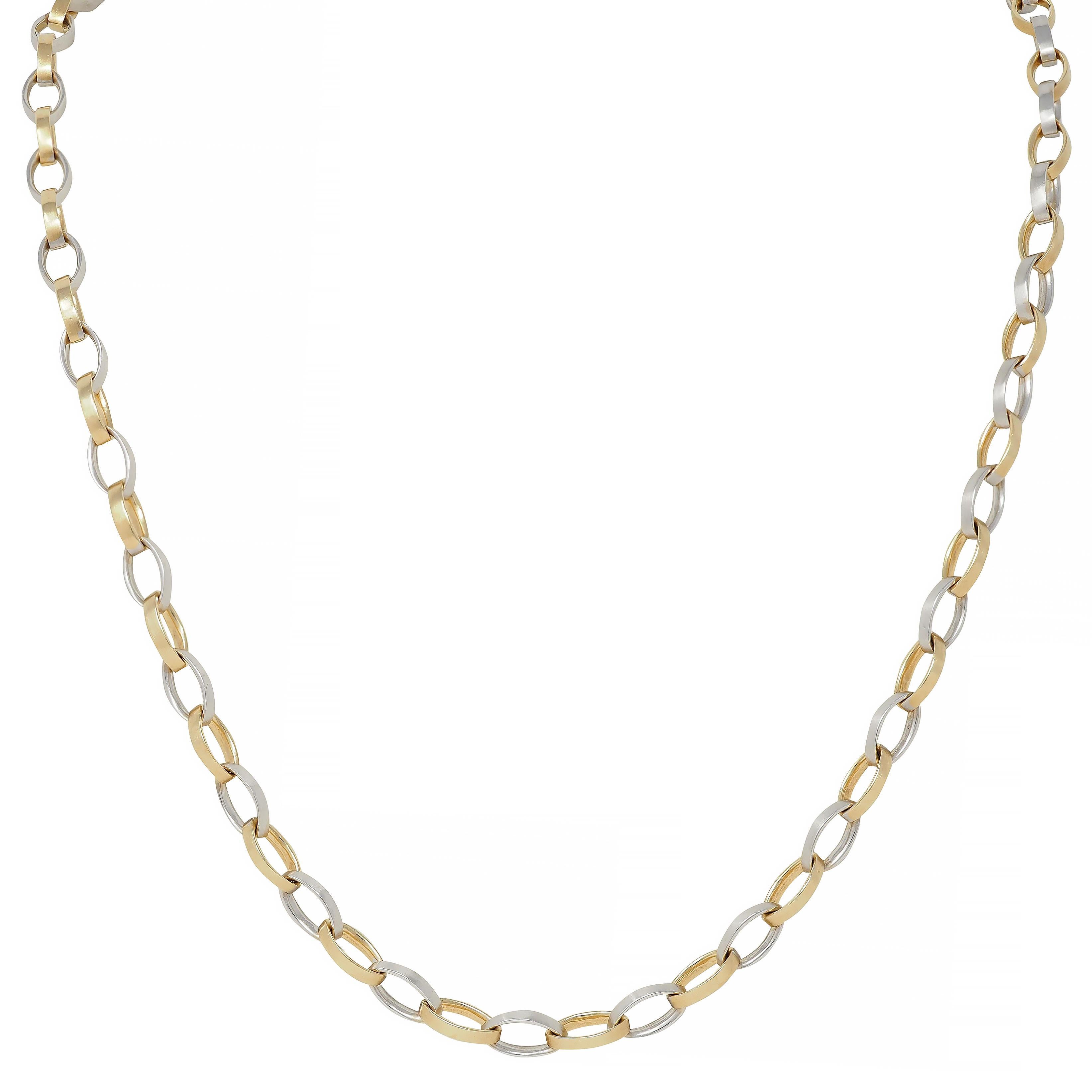 H. H. Burdick Modernist 14 Karat Two-Tone Gold Bracciale Vintage Collana a catena in vendita