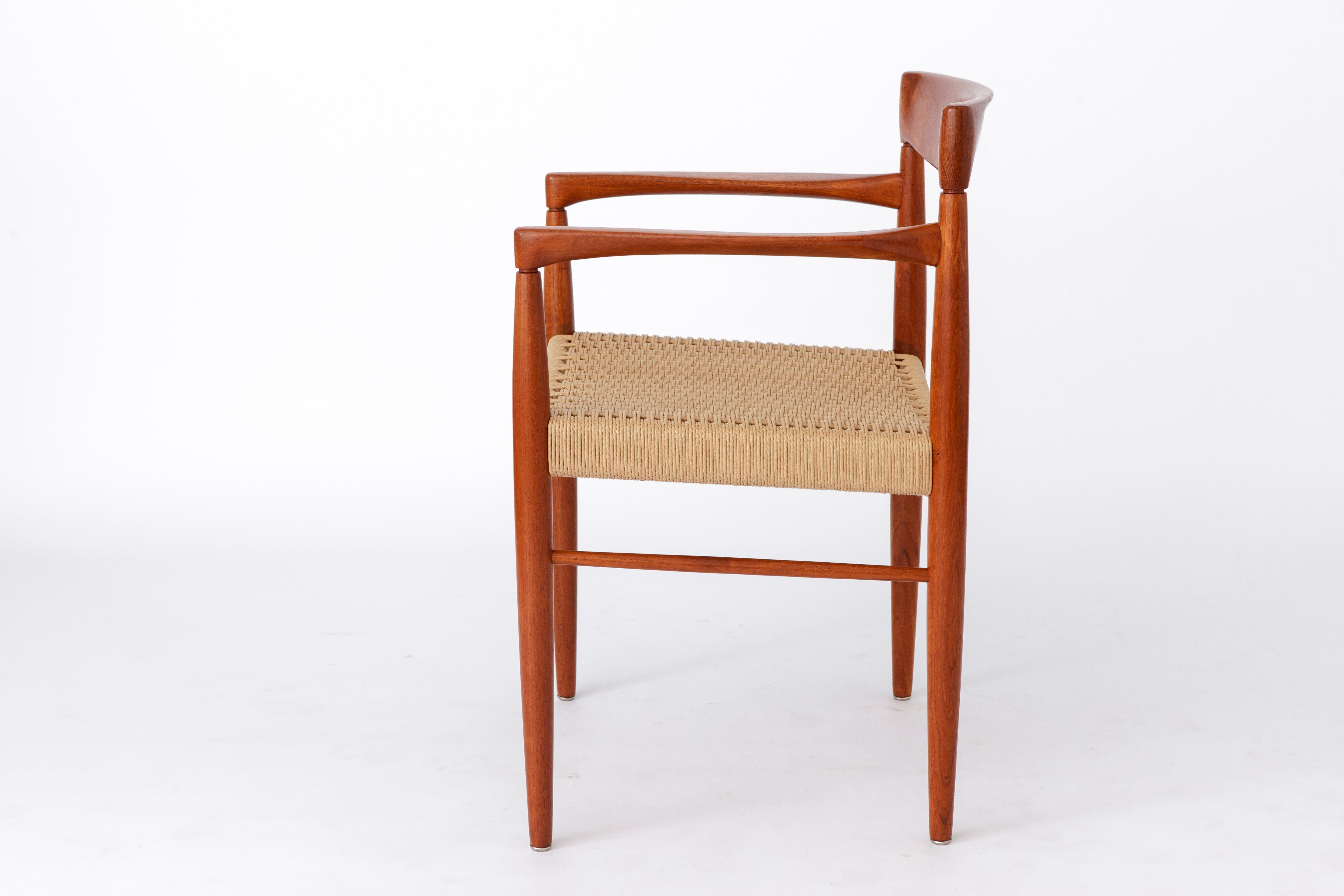 H.W. Klein Armchair for Bramin 1960s, Teak, Danish, Vintage, Paper cord seat In Good Condition In Hannover, DE
