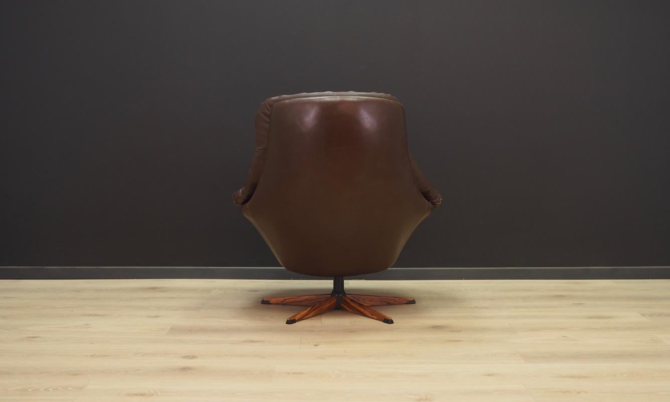 Scandinavian H.W Klein Armchair Vintage 1970s Leather Brown For Sale