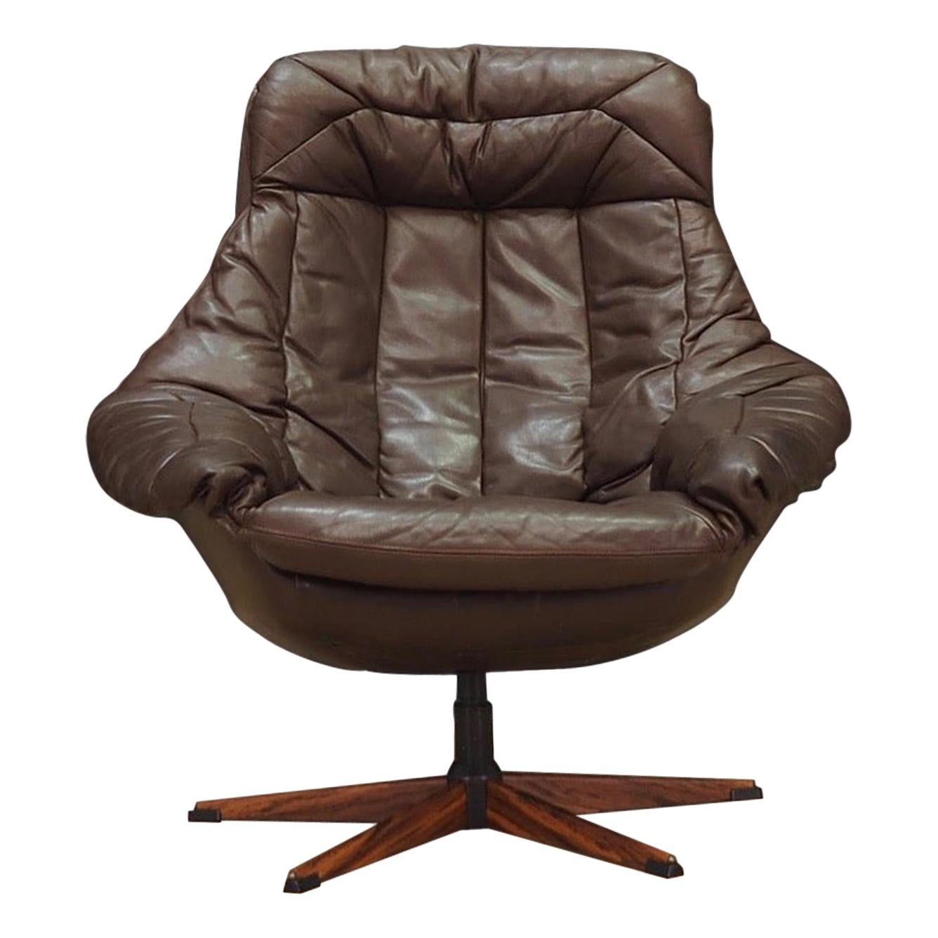 H.W Klein Armchair Vintage 1970s Leather Brown For Sale