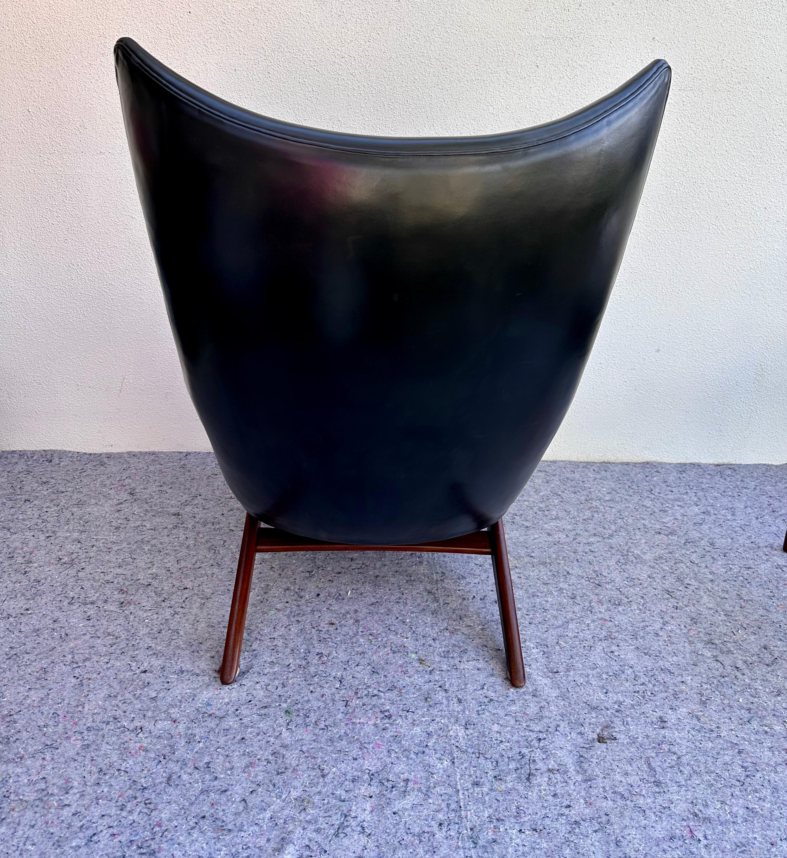 HW Klein Bramin Lounge Chair & Ottoman danese in pelle nera Mid Century Modern In condizioni buone in vendita a Lake Worth, FL