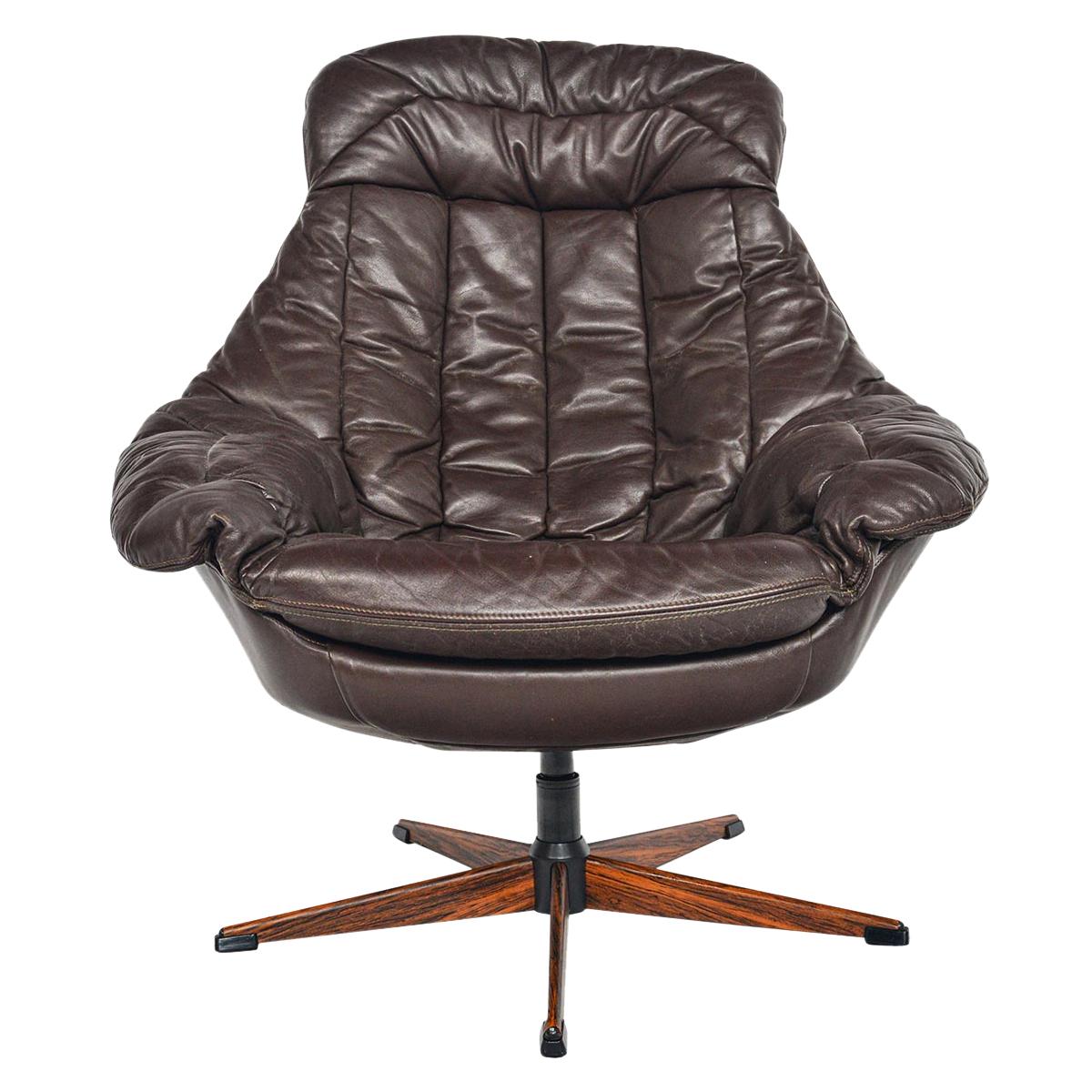 H.W. Klein Brown Leather Swivel Chair