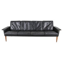 H.W. Klein for Bramin 1960s Leather Sofa with Rosewood Legs