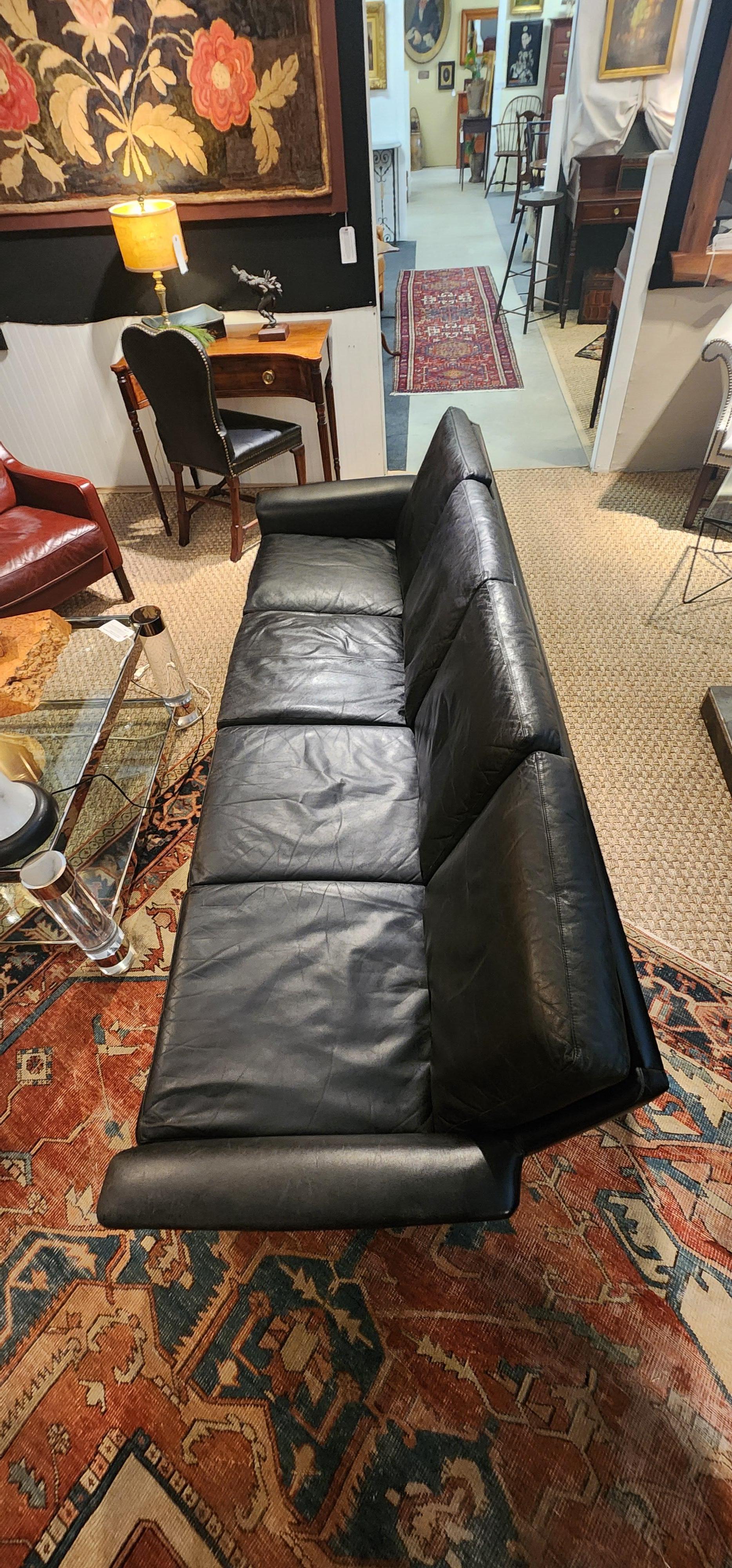H.W. Klein for Bramin 1960s Leather Sofa with Rosewood Legs 13