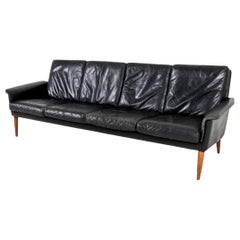 H.W. Klein for Bramin 1960s Leather Sofa with Rosewood Legs