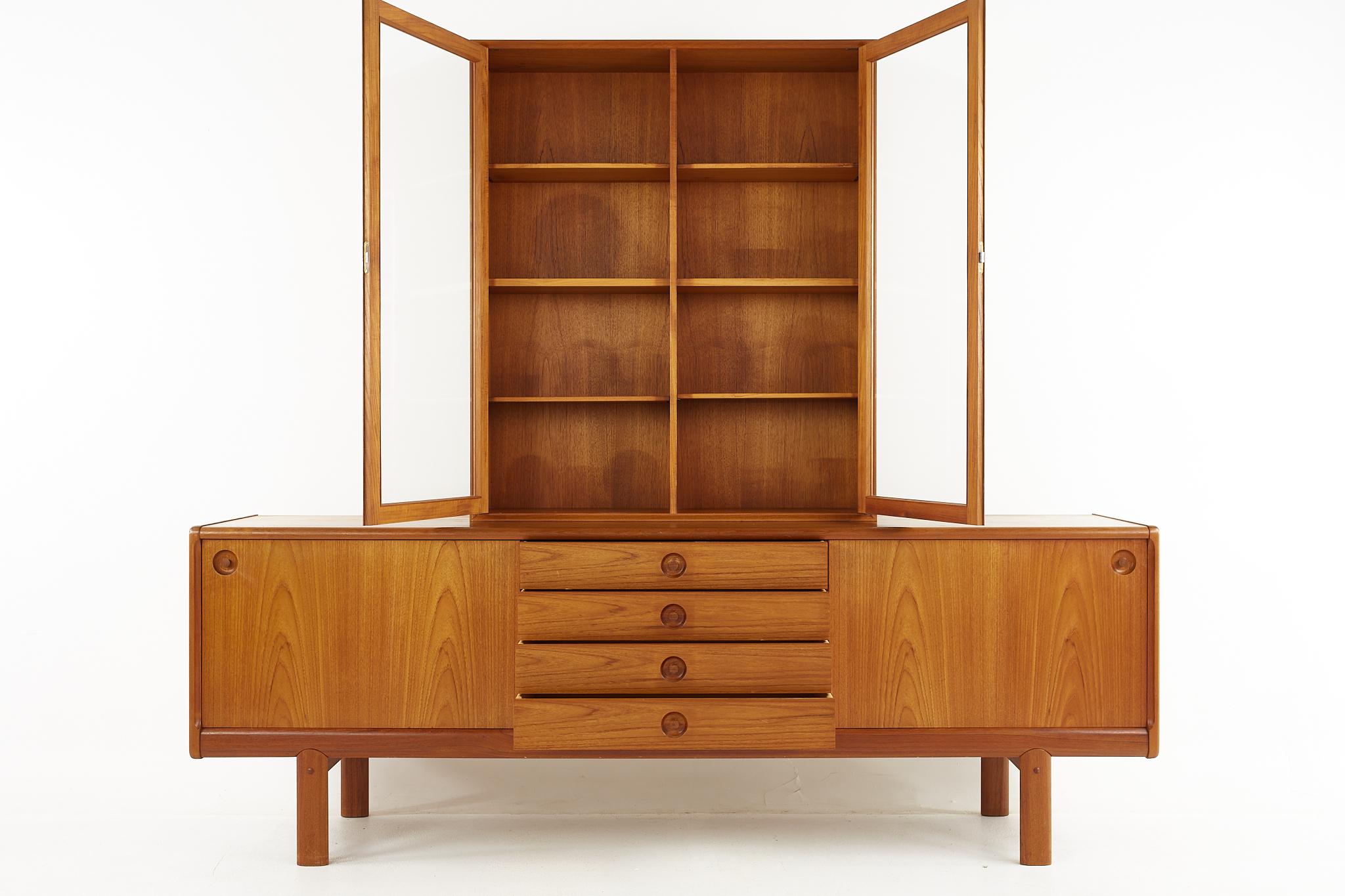 Glass HW Klein for Bramin Møbler Mid Century Danish Teak Sideboard Credenza with Hutch