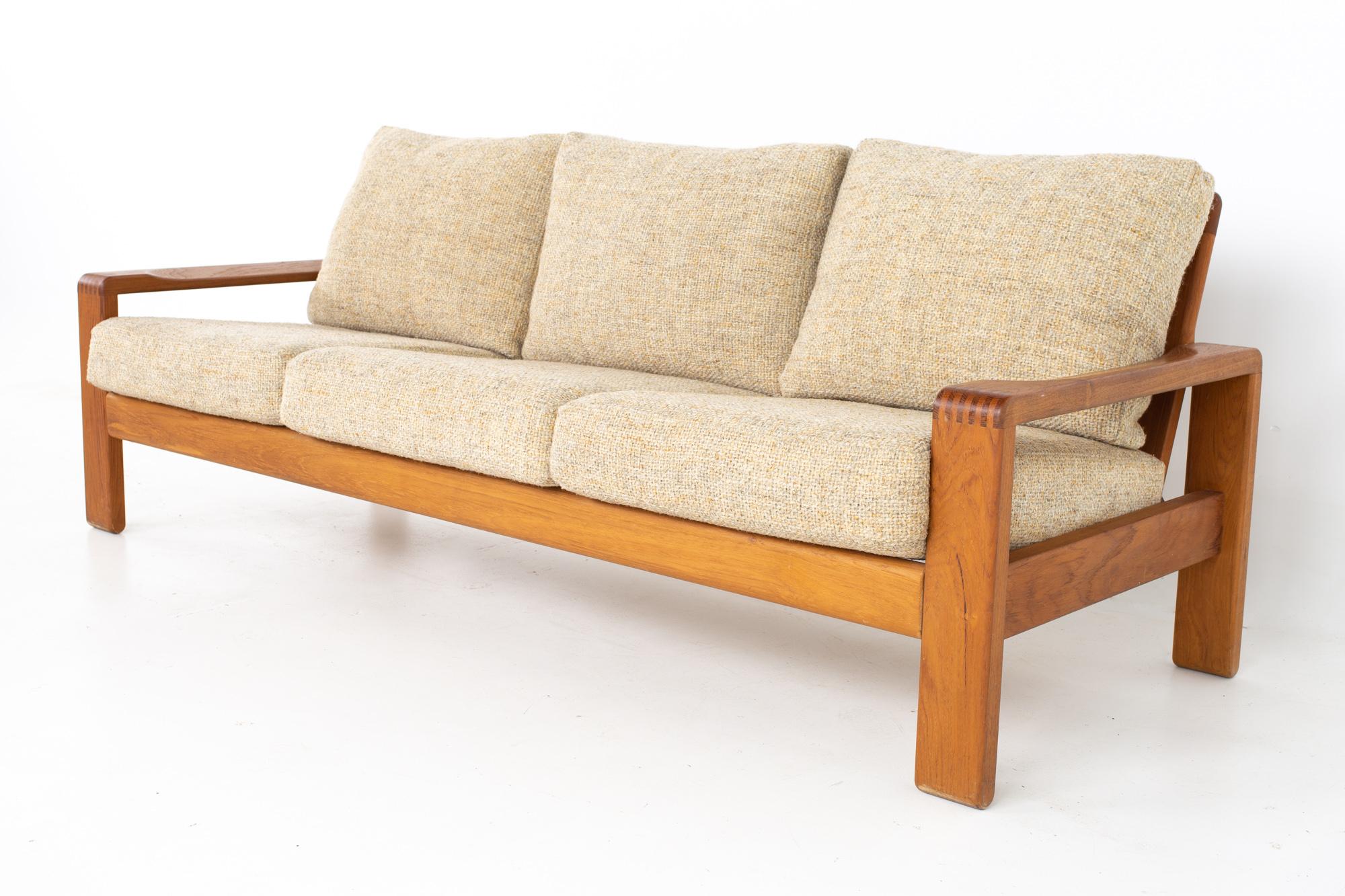 HW Klein for Bramin Mobler Mid-Century Modern solid teak sofa
79.75 long x 31 deep x 30 high with a seat height of 15.25 inches

All pieces of furniture can be had in what we call restored vintage condition. That means the piece is restored upon