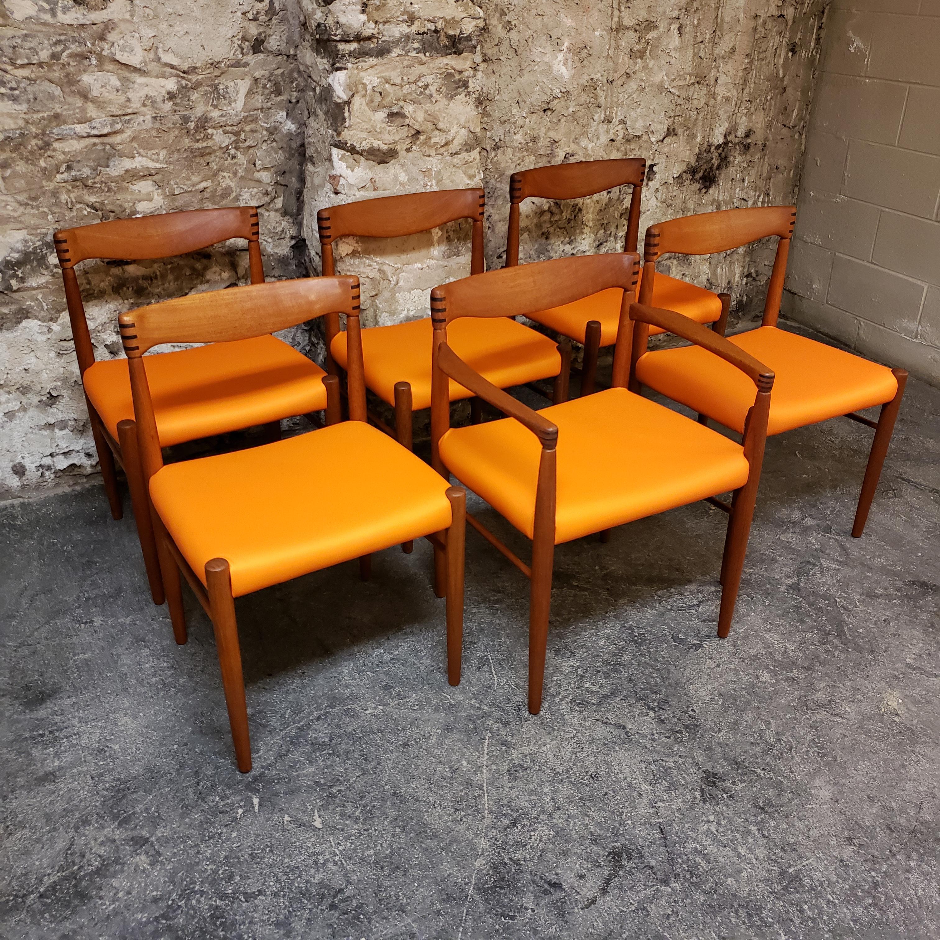 Scandinavian Modern HW Klein for Bramin Set of 6 Dining Room Chairs