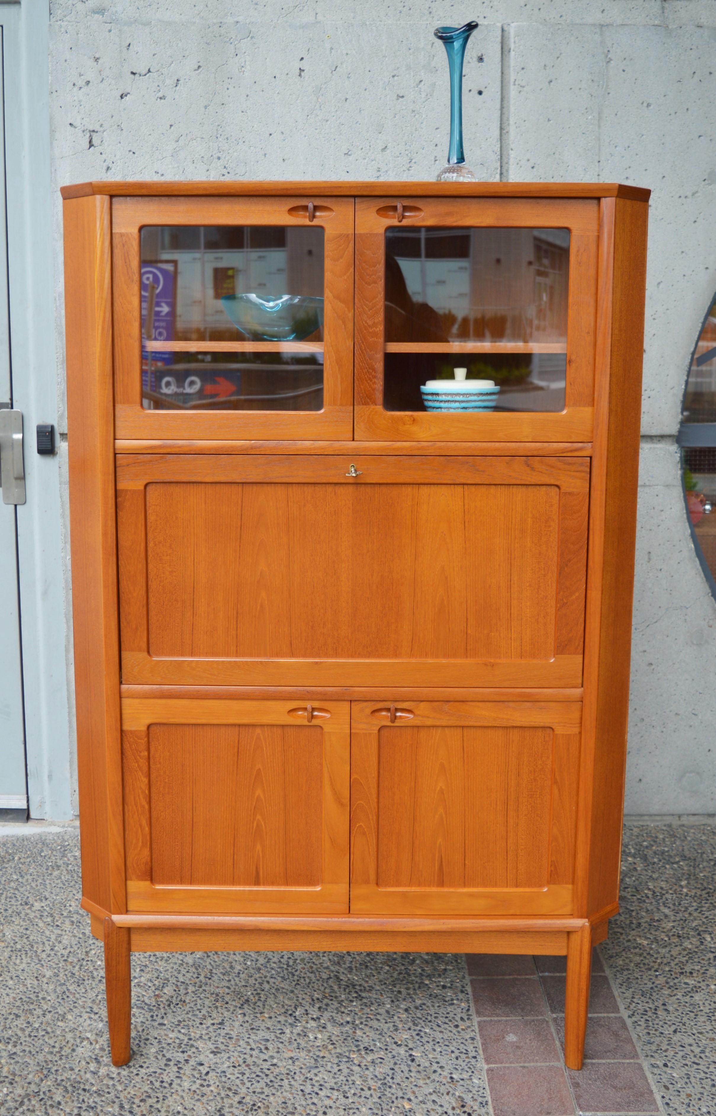 H.W. Klein for Bramin Teak Corner Cabinet with Drop Down Locking Bar, Denmark 4