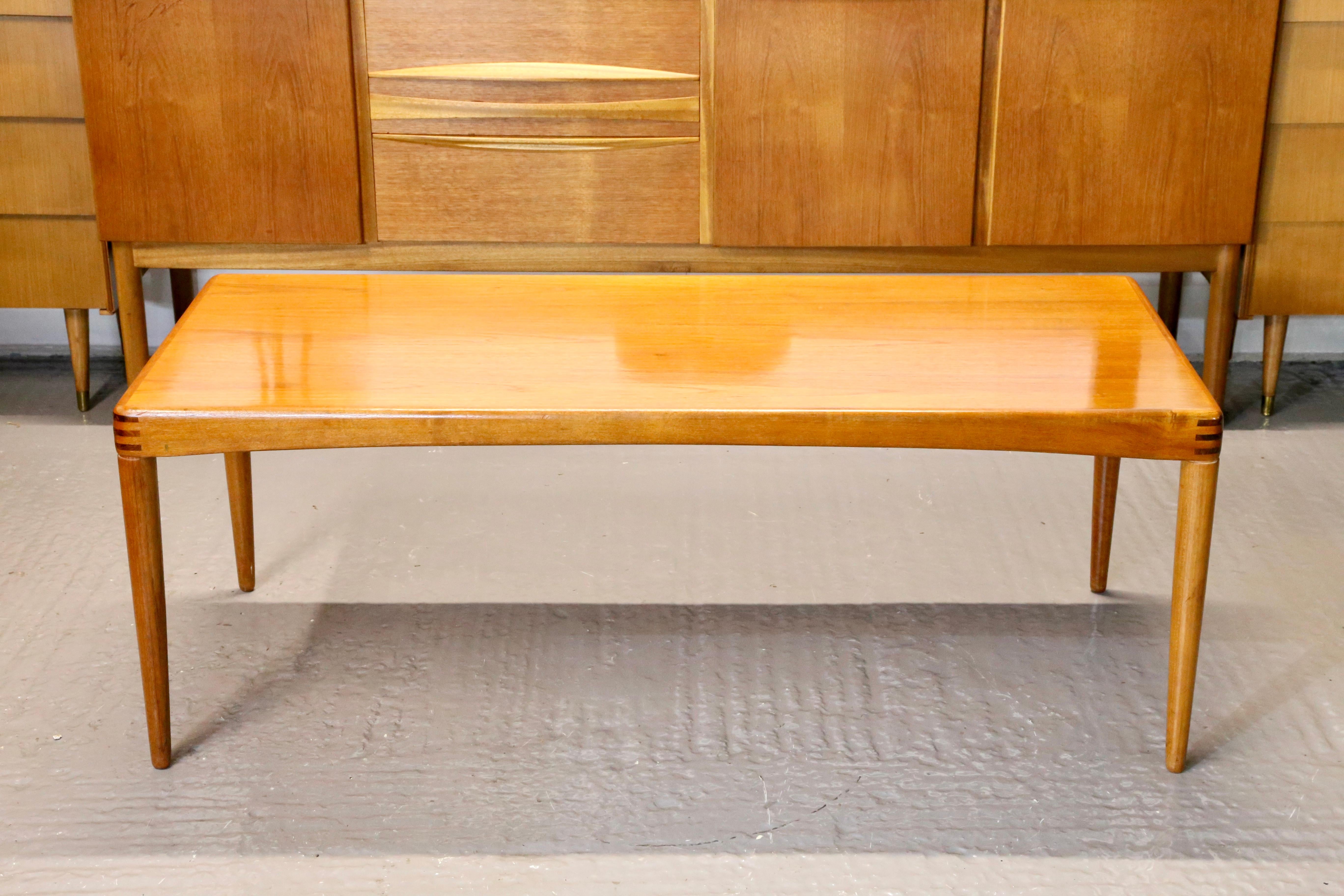 HW Klein for Bramin Teak & Palisander Mid Century Modern Long Coffee Table For Sale 3