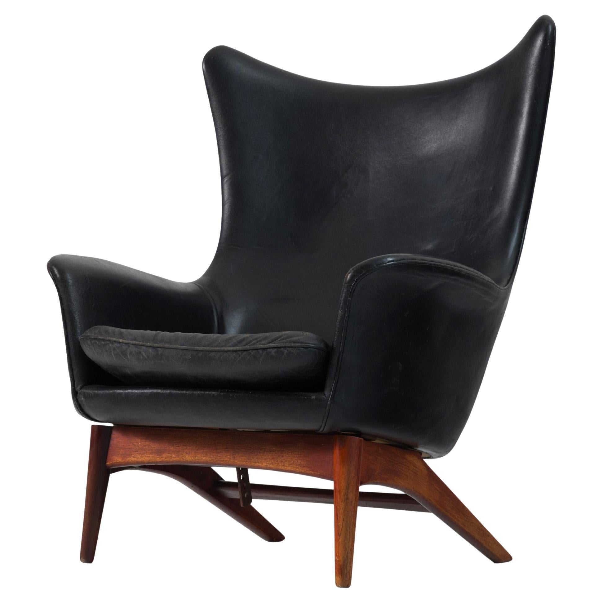 H.W. Klein Lounge Chair in Black Leather Upholstery  For Sale