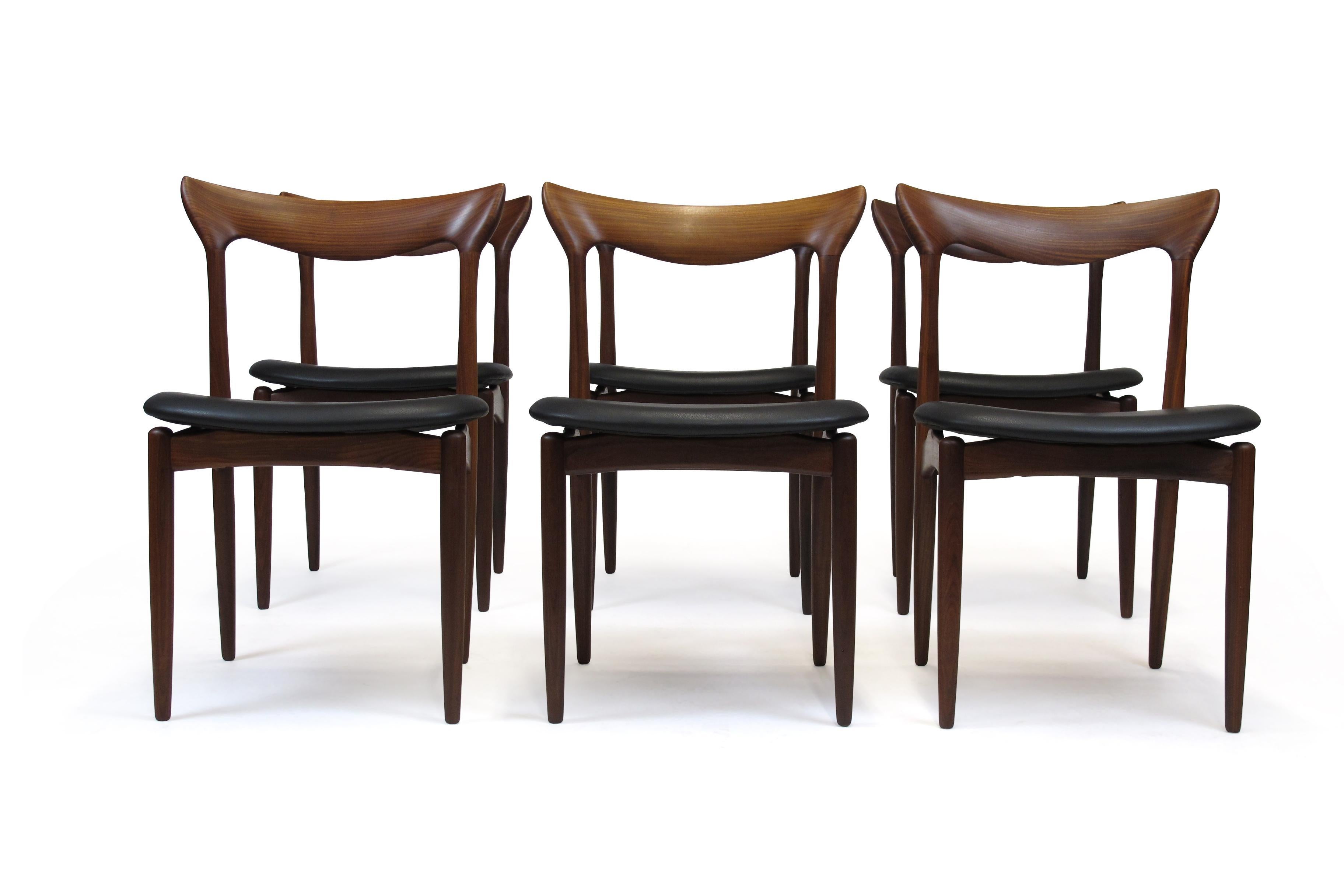 H.W. Klein Sculpted Back Dining Chairs of Walnut, Set of Six 3