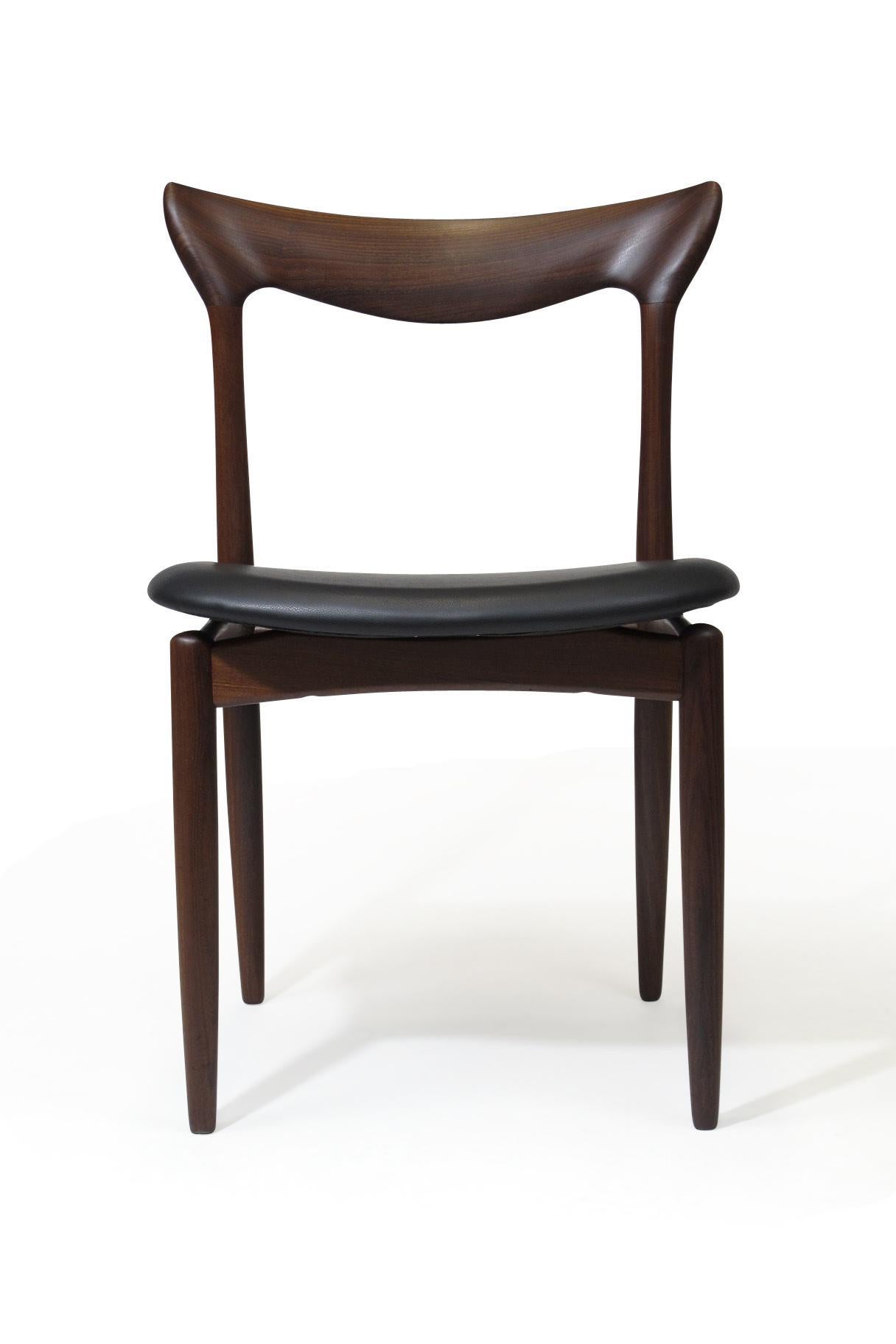 Scandinavian Modern H.W. Klein Sculpted Back Dining Chairs of Walnut, Set of Six