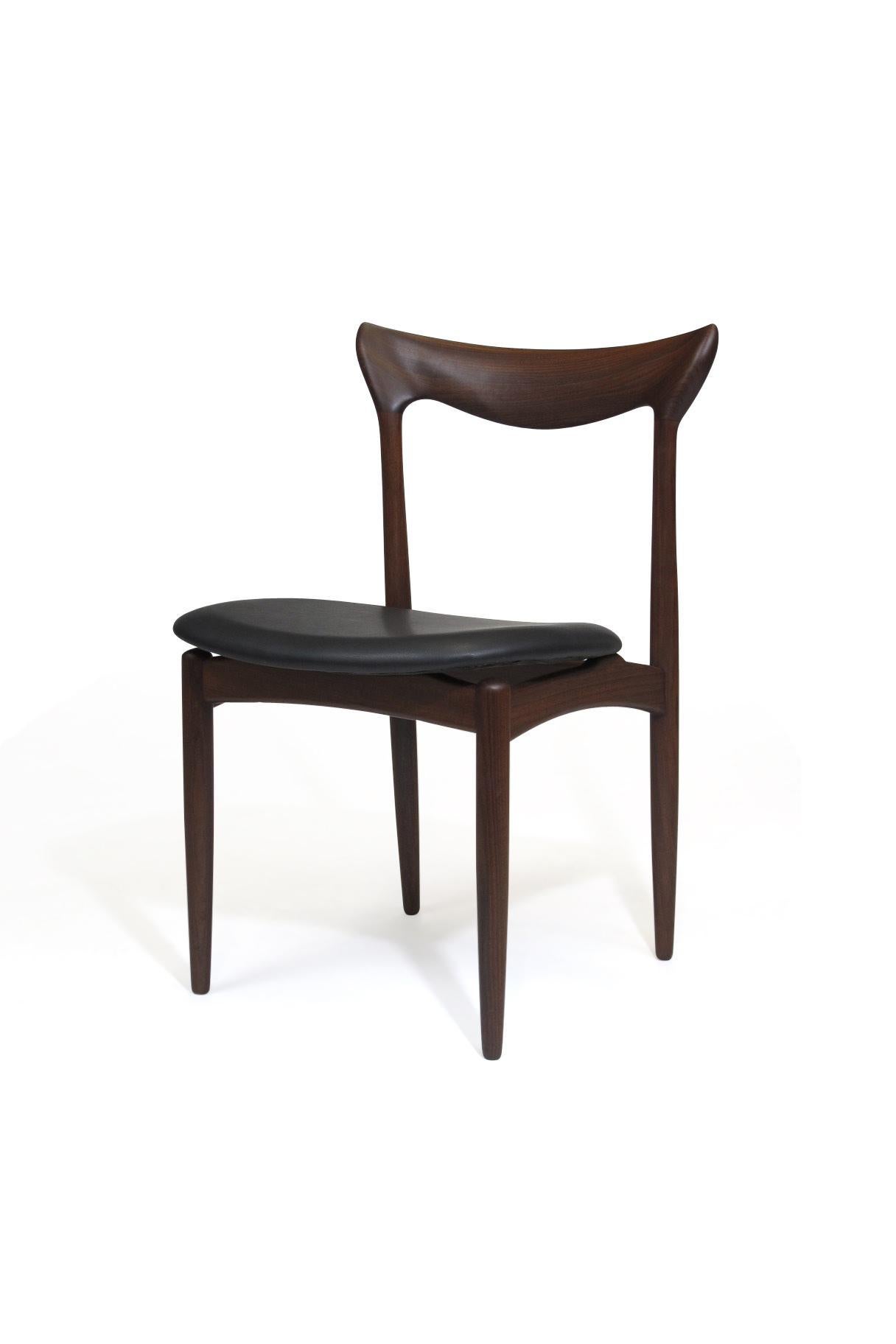Oiled H.W. Klein Sculpted Back Dining Chairs of Walnut, Set of Six