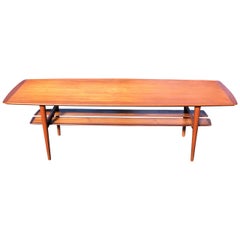 HW Klein Teak Coffee Table "Surfboard" by Bramin Mobler, Denmark, 1960s