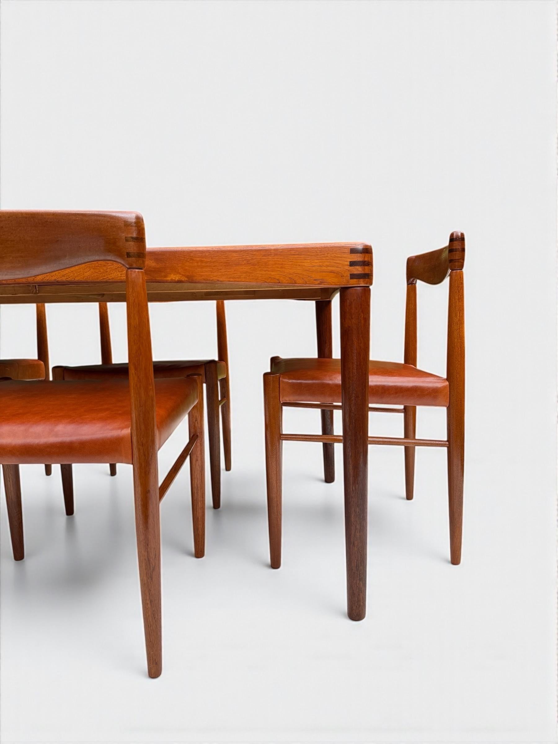 H.W. Klein Teak & Cognac Leather Dining Set for Bramin, Denmark 1960's For Sale 3