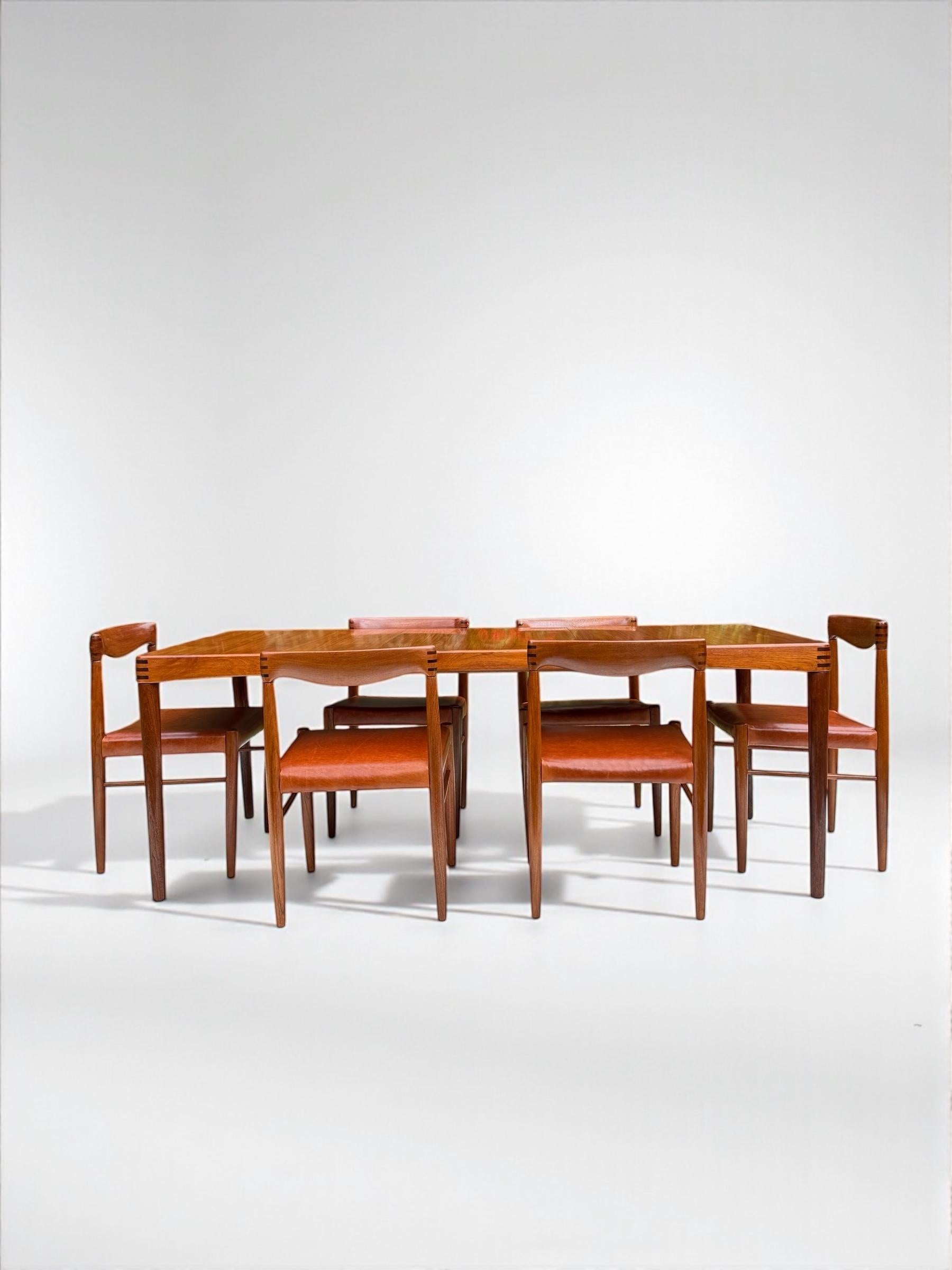 H.W. Klein Teak & Cognac Leather Dining Set for Bramin, Denmark 1960's For Sale 5