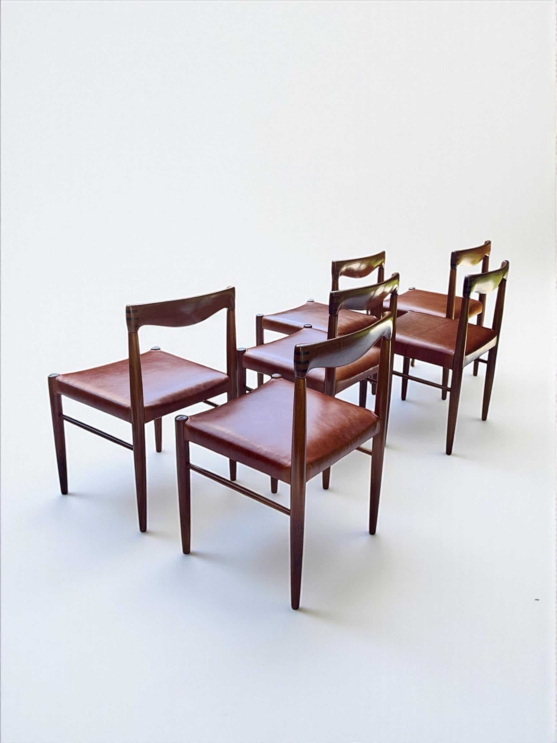 Danish H.W. Klein Teak & Cognac Leather Dining Set for Bramin, Denmark 1960's For Sale