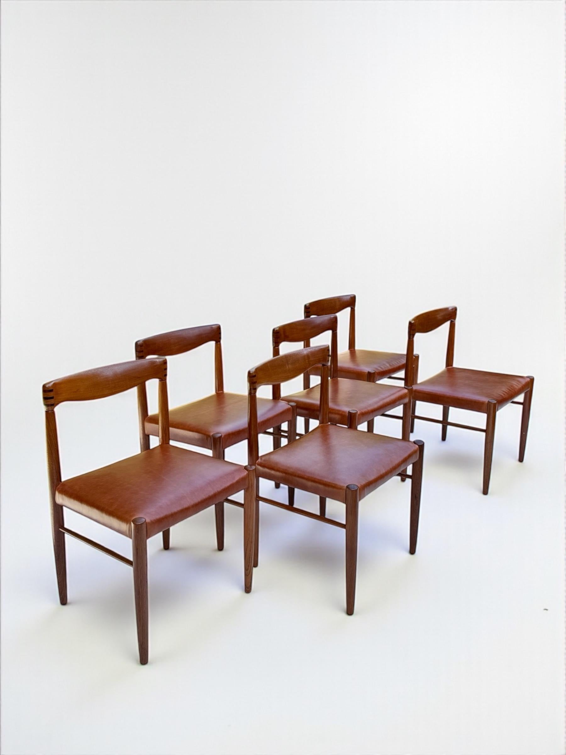 Mid-20th Century H.W. Klein Teak & Cognac Leather Dining Set for Bramin, Denmark 1960's For Sale