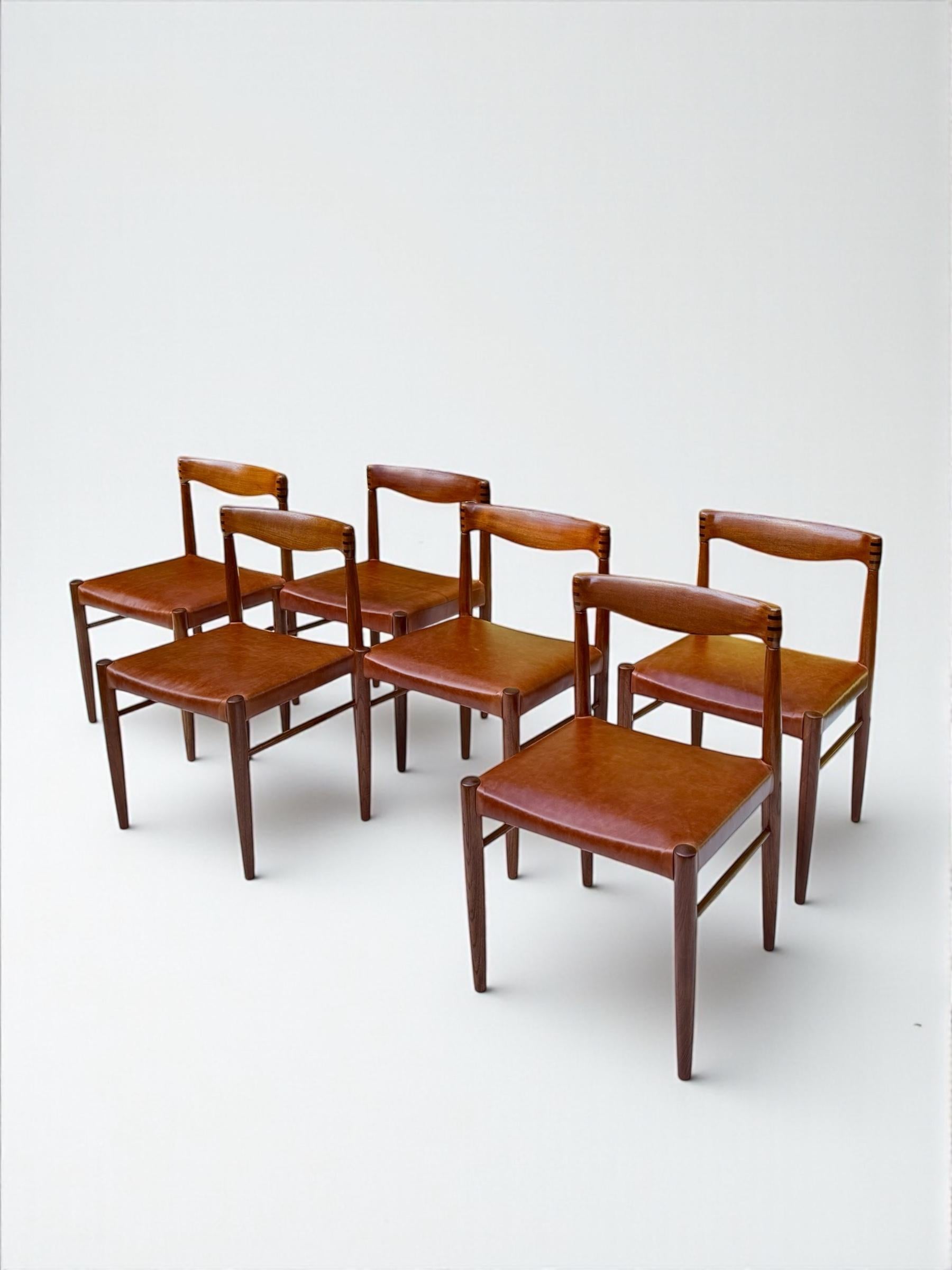 H.W. Klein Teak & Cognac Leather Dining Set for Bramin, Denmark 1960's For Sale 1