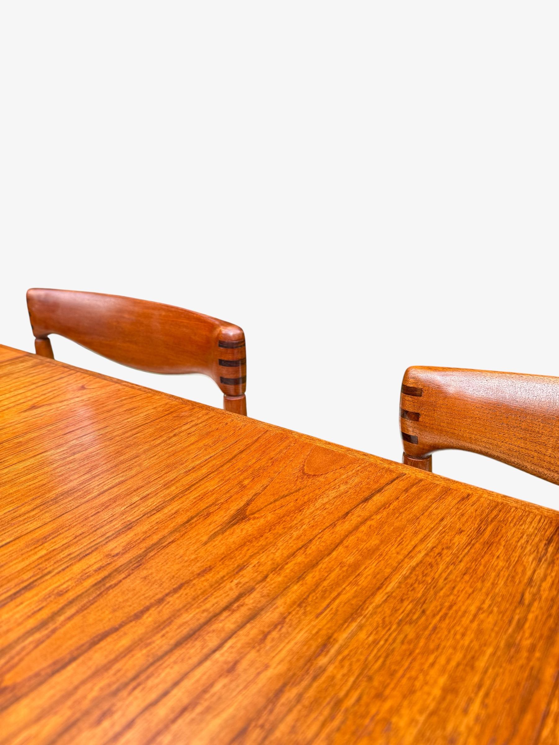 H.W. Klein Teak & Cognac Leather Dining Set for Bramin, Denmark 1960's For Sale 2