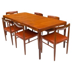 H.W. Klein Teak & Cognac Leather Dining Set for Bramin, Denmark 1960's