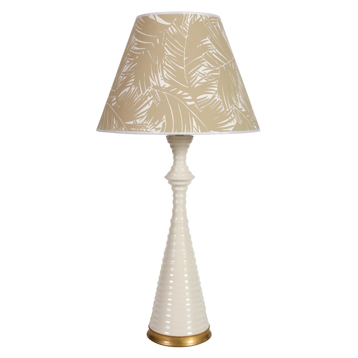 Glazed Hwang Bishop Gloss Finish White Ceramic Table Lamp For Sale