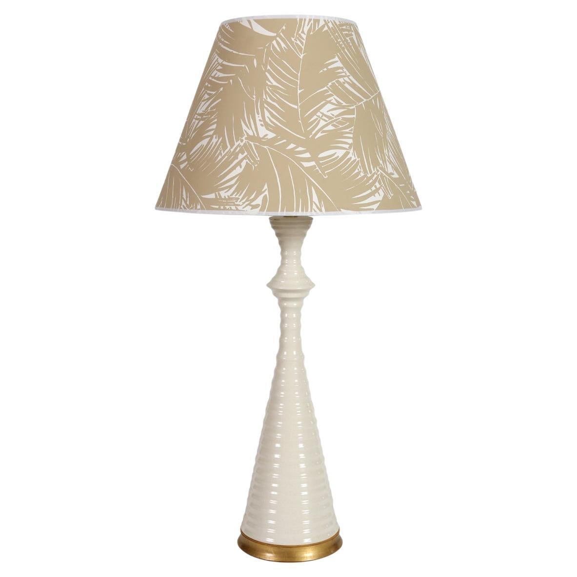Hwang Bishop Gloss Finish White Ceramic Table Lamp For Sale