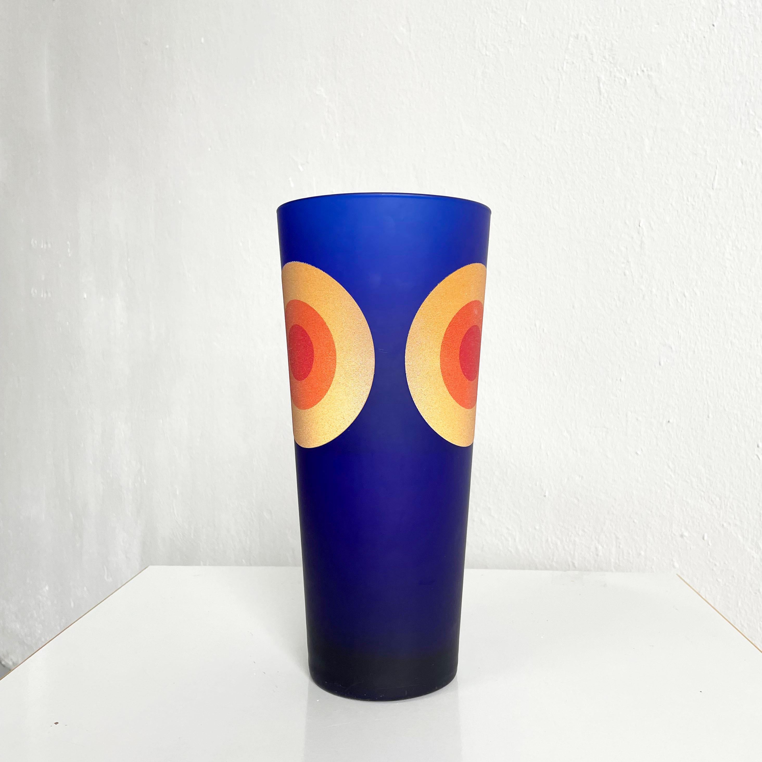 Post-Modern HWC Egizia Vase from Sottsass Associati, Satin Cobalt Blue Glass, Italy, 1990s