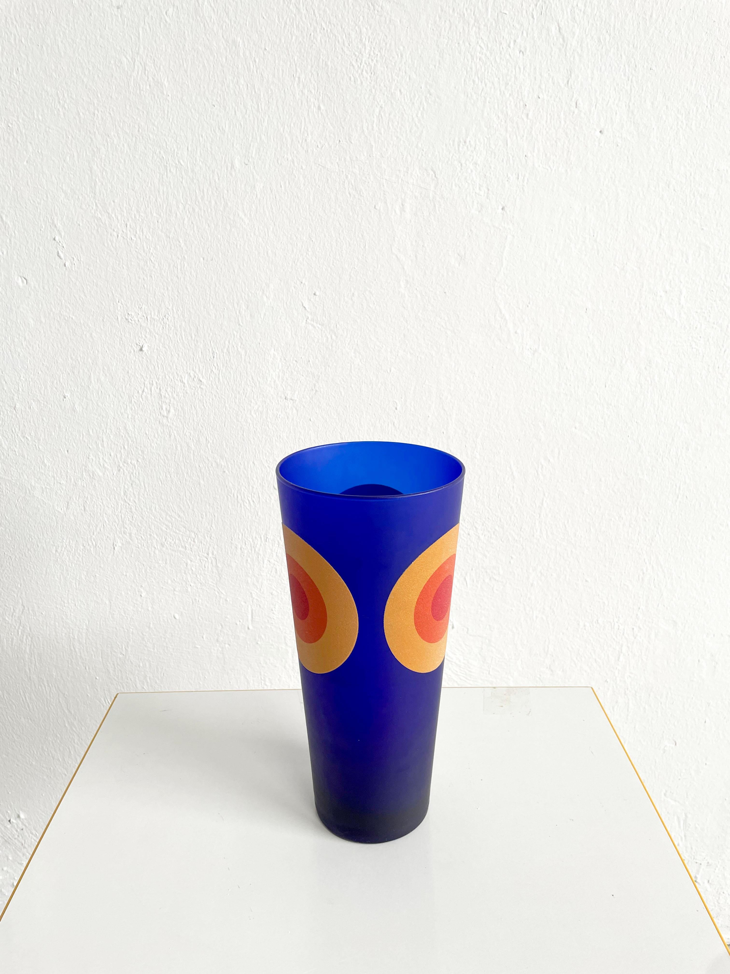 Italian HWC Egizia Vase from Sottsass Associati, Satin Cobalt Blue Glass, Italy, 1990s