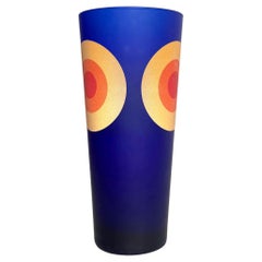 Vase Egizia de HWC pour Sottsass Associati, en verre bleu cobalt satiné, Italie, années 1990