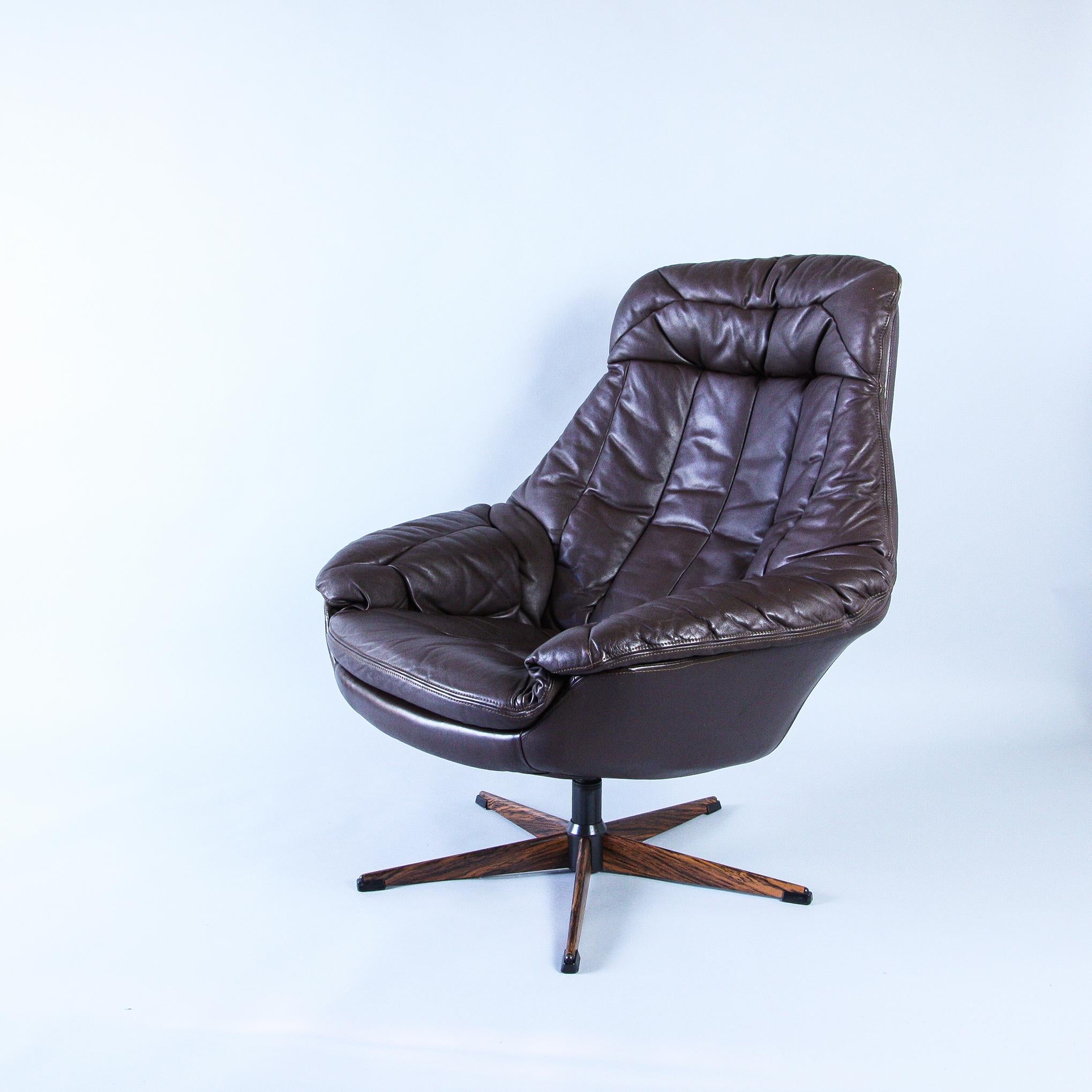 Mid-Century Modern H.W Klein Leather Swivel Armchair