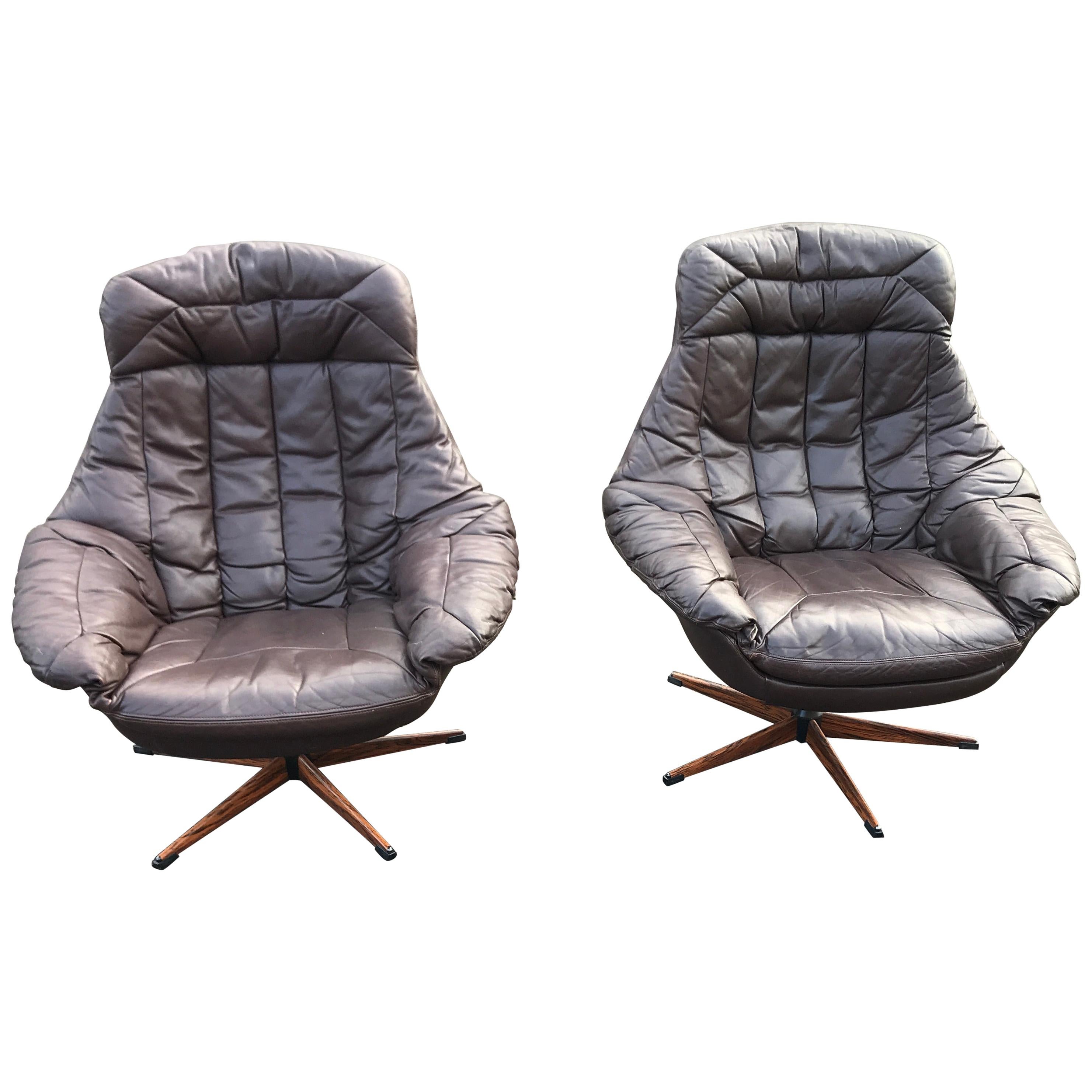 "Lotus" Leather Lounge Chairs by H.W.Klein, 1960s Danish Midcentury modern