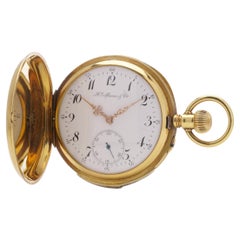 Antique Hy Moser & Cie. 14kt gold quarter-repeater full hunter keyless pocket watch